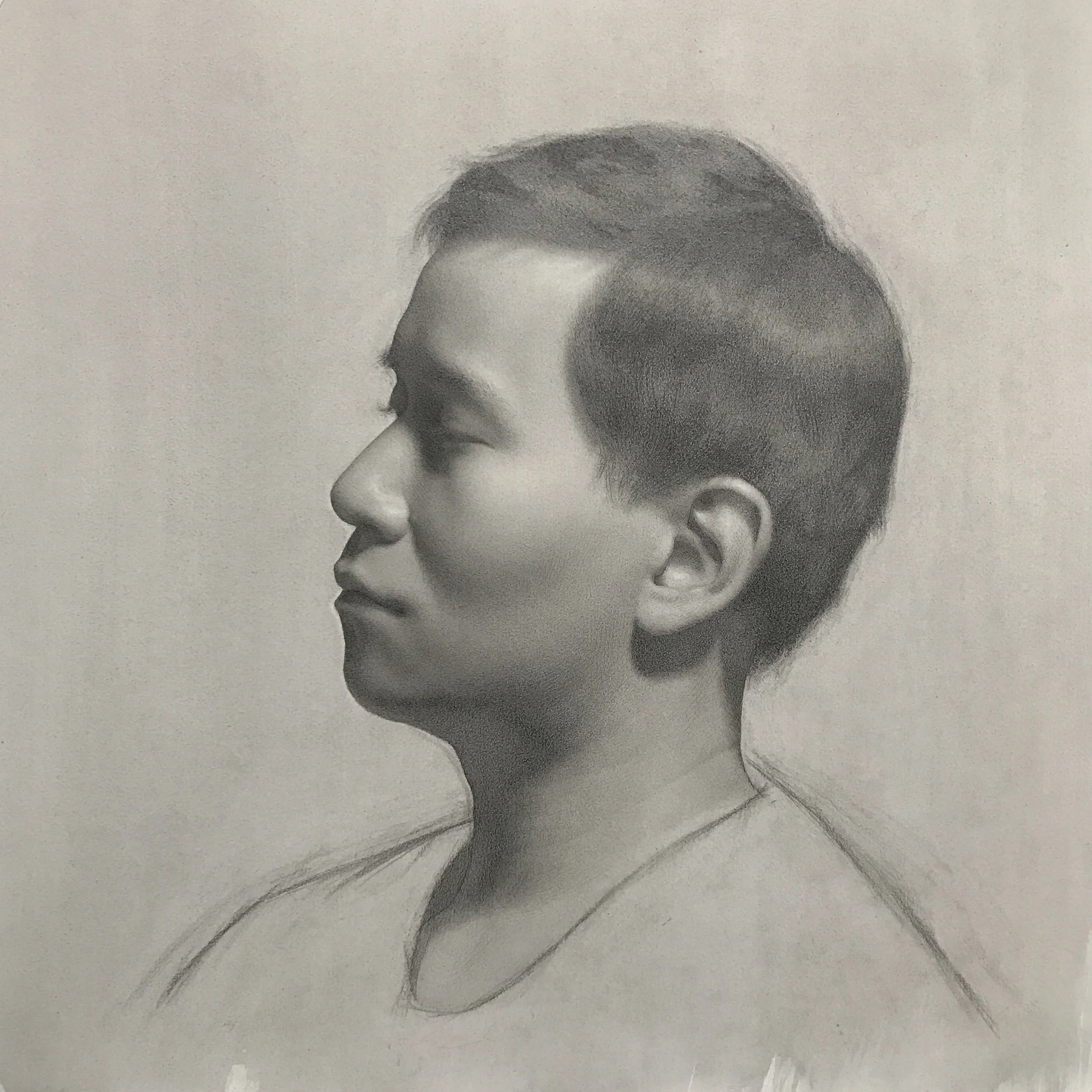  Self portrait in profile,&nbsp; graphite on paper 