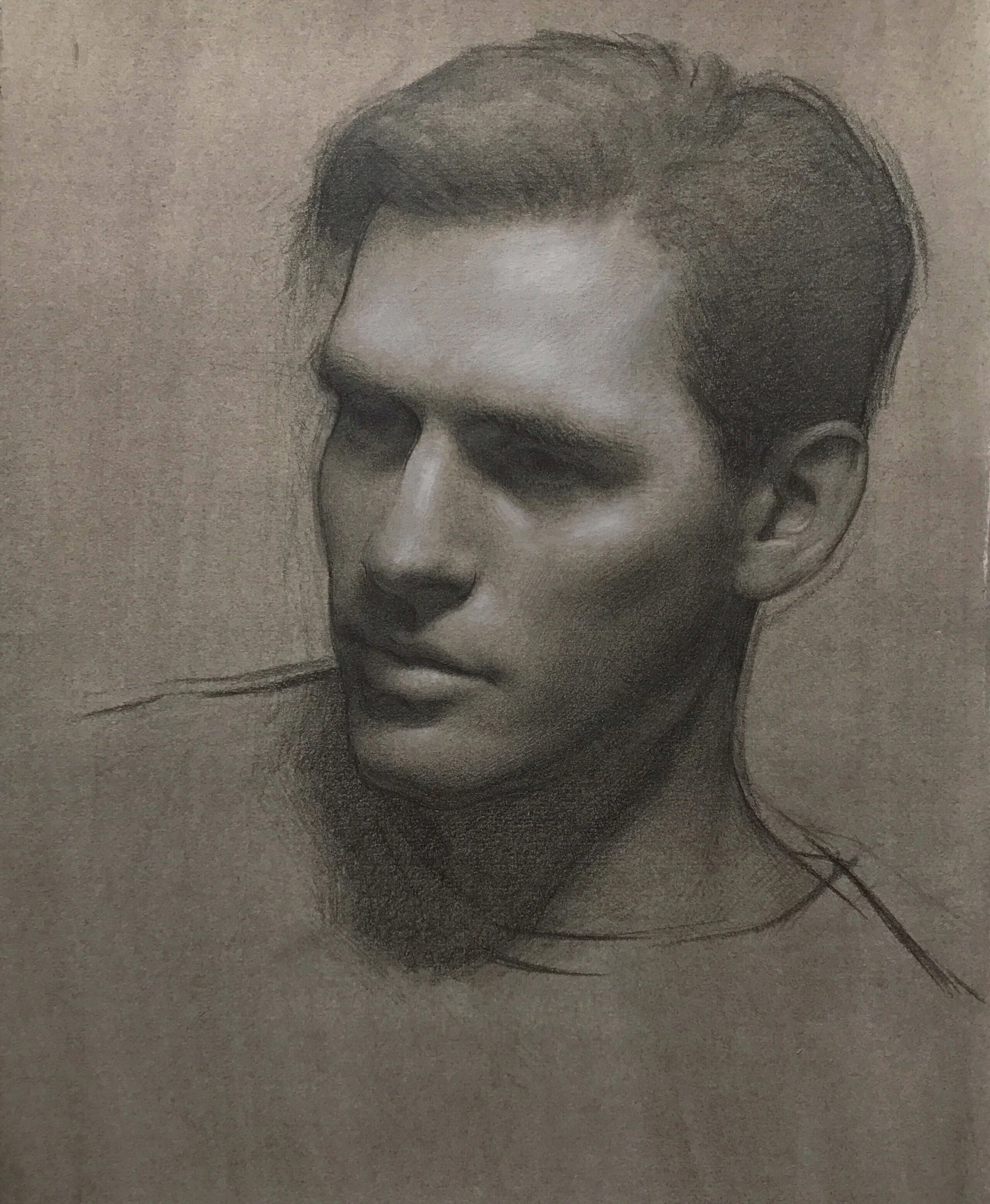   Christopher,  graphite and white chalk on toned paper 