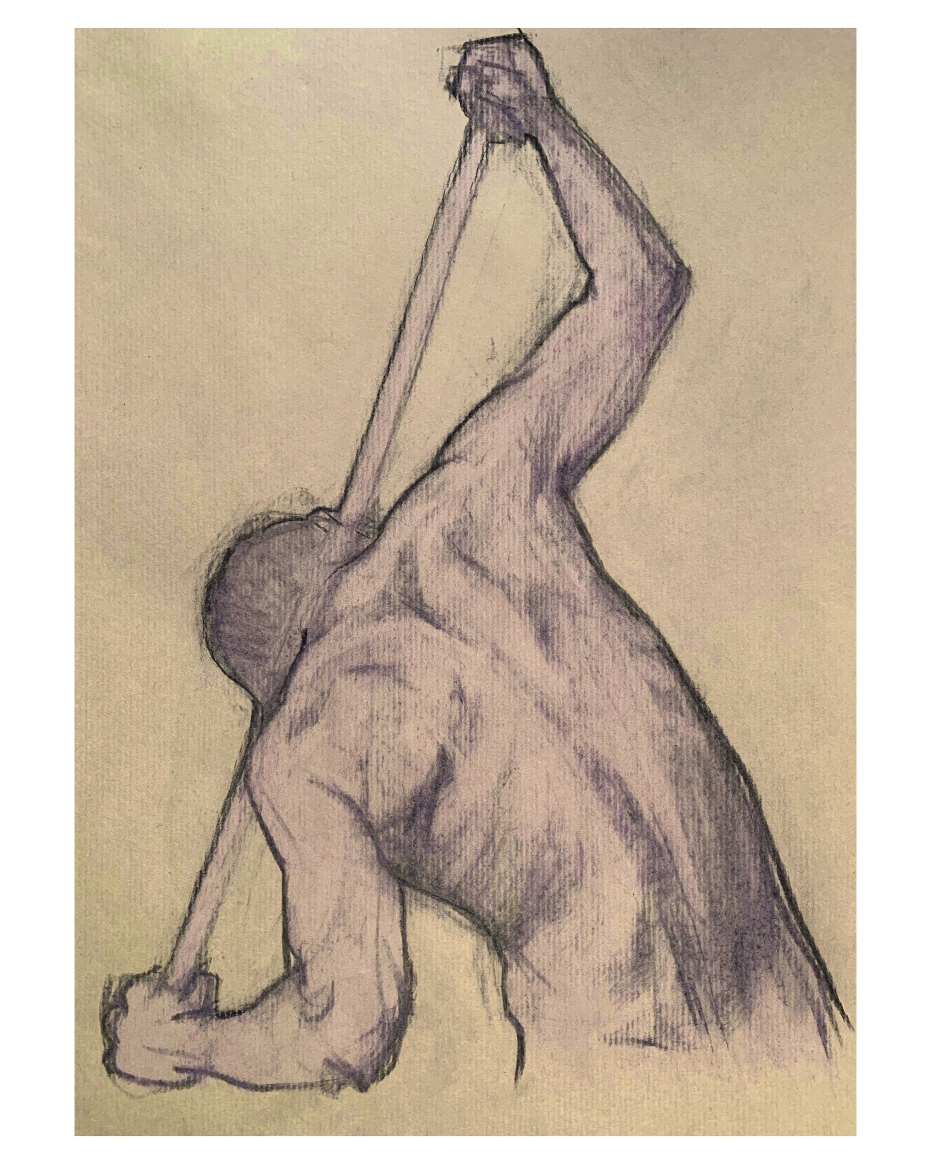   Victor 25 , charcoal and colored pencil on kraft paper, 42x28cm 