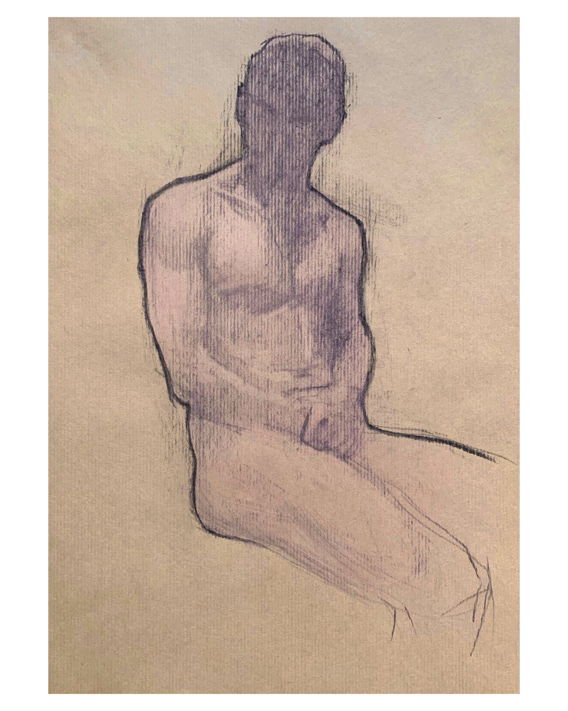   Victor 27 , charcoal and colored pencil on kraft paper, 42x28cm 