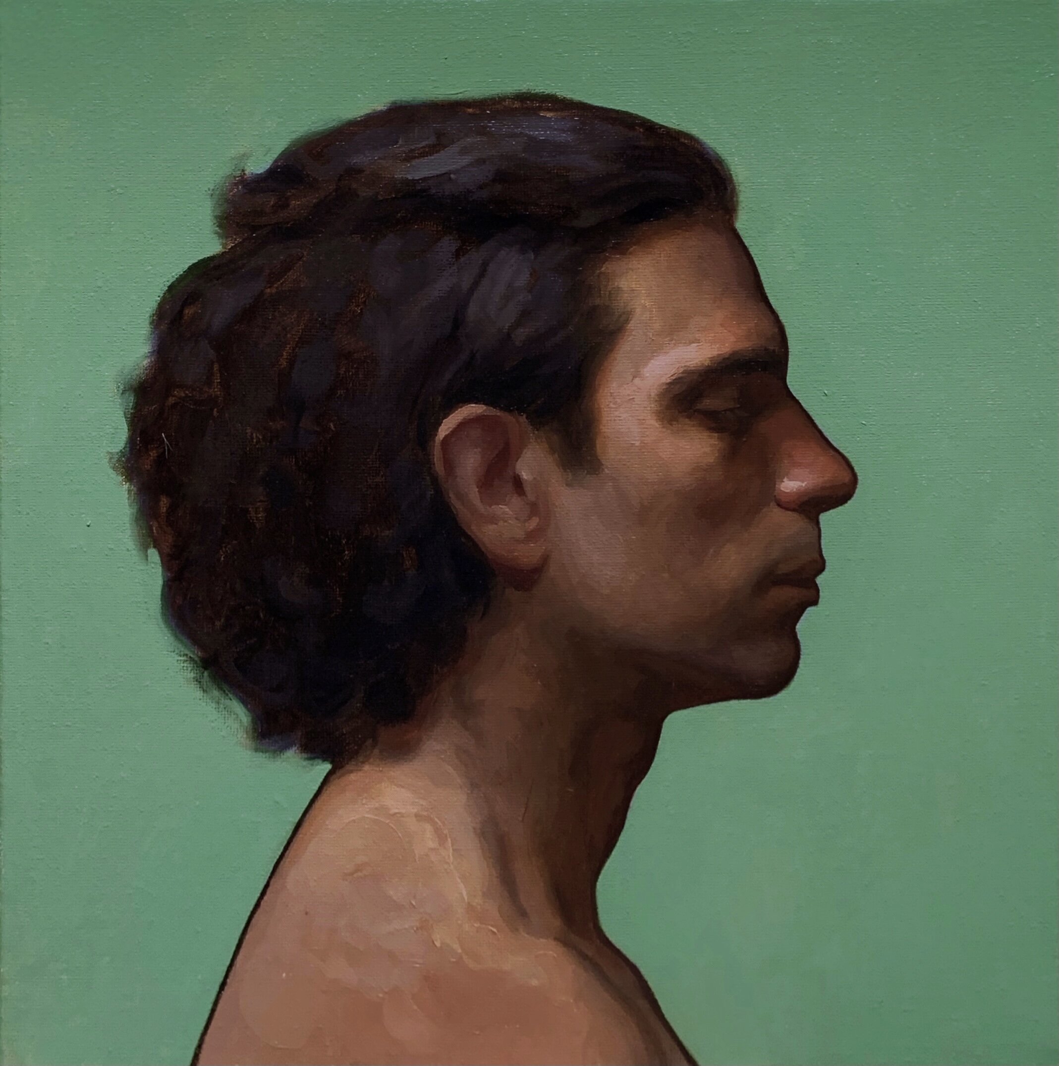   Andrea in profile,  oil on canvas 