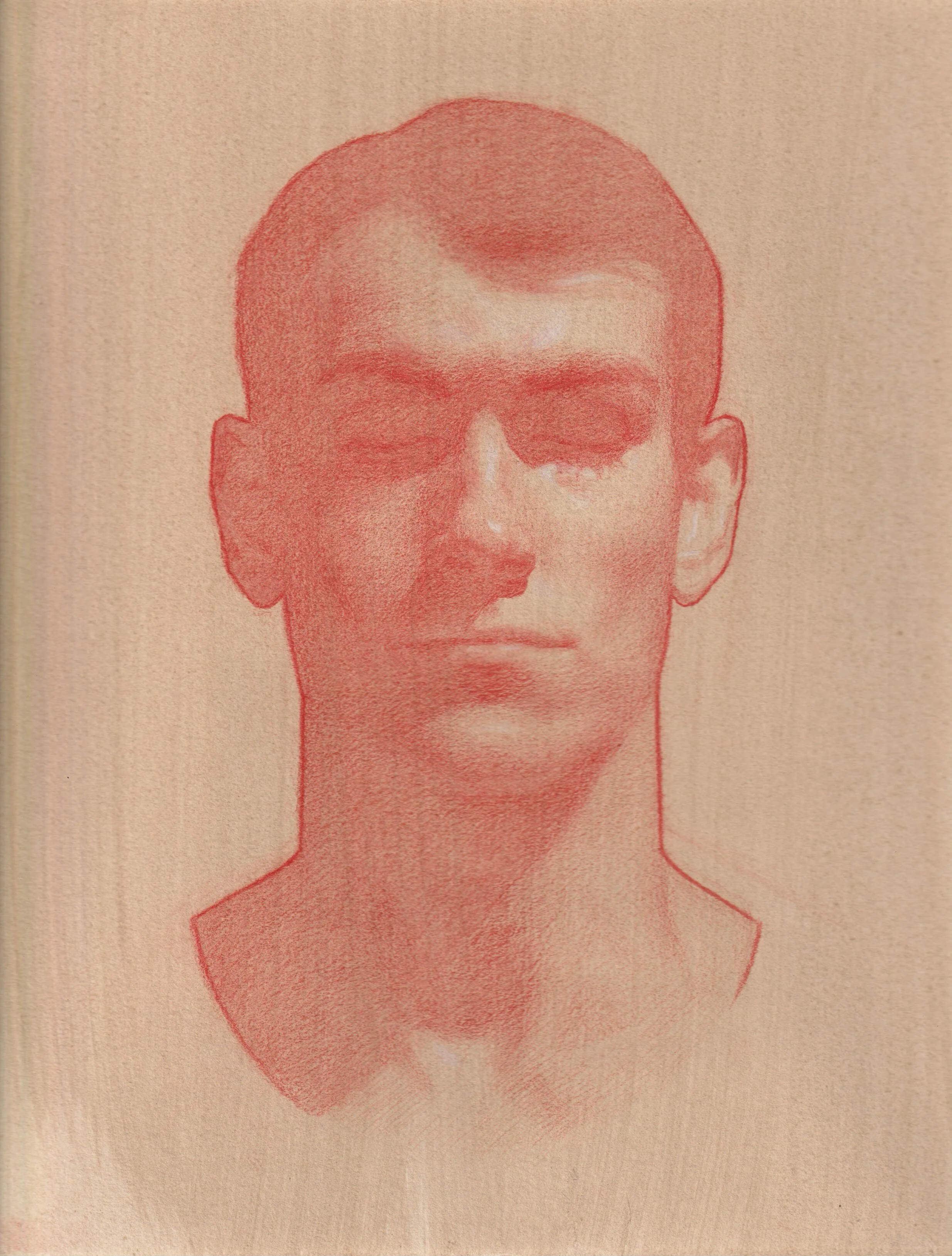   Victor en orange,  colored pencil on toned paper 