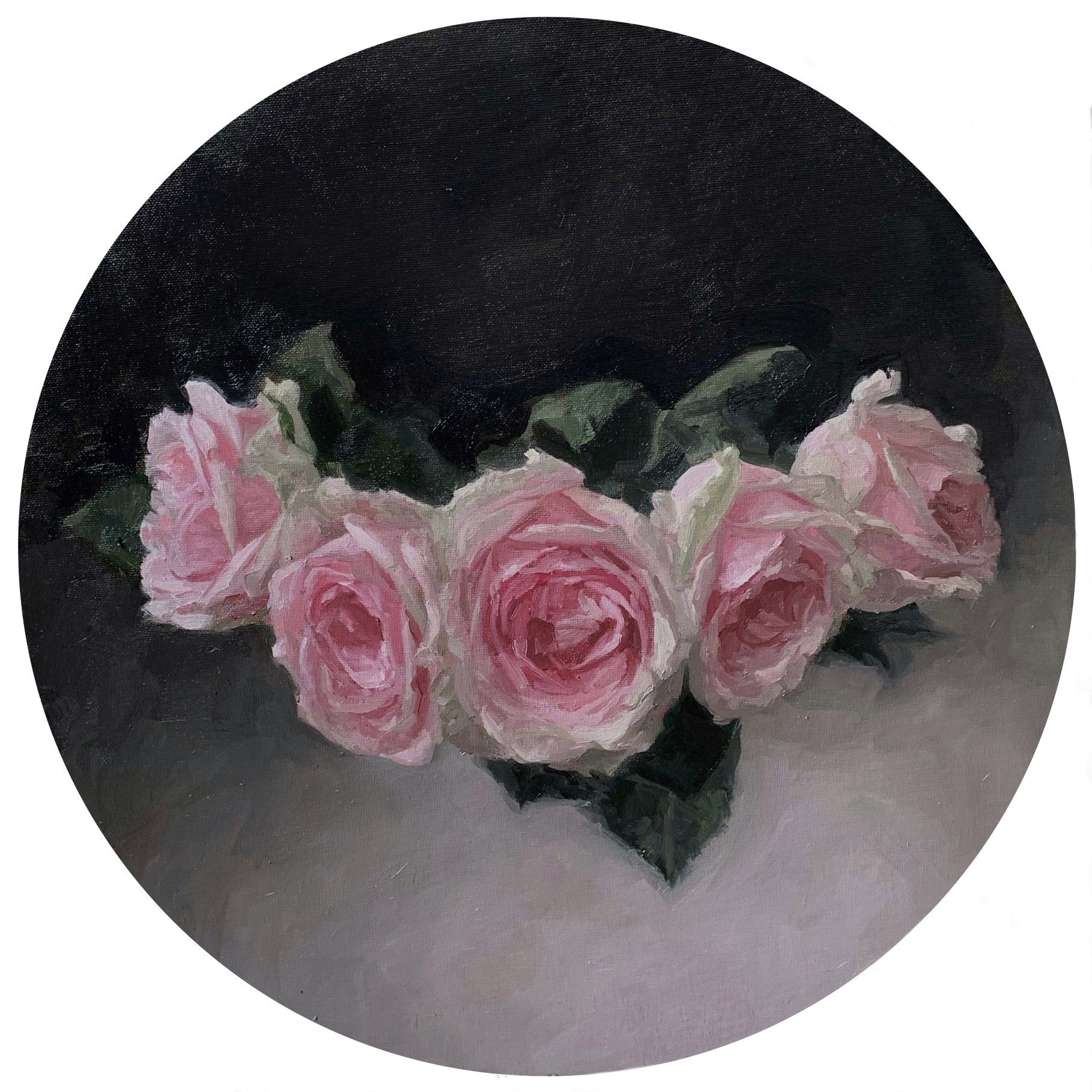   Five roses,  oil on board  