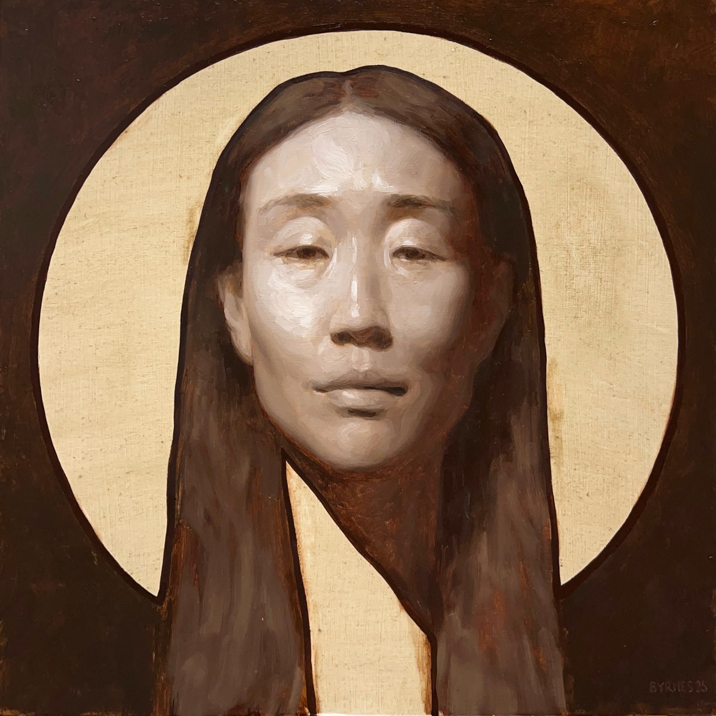   Cousins Imaginés n.1 (Laure en grisaille),  oil on panel 