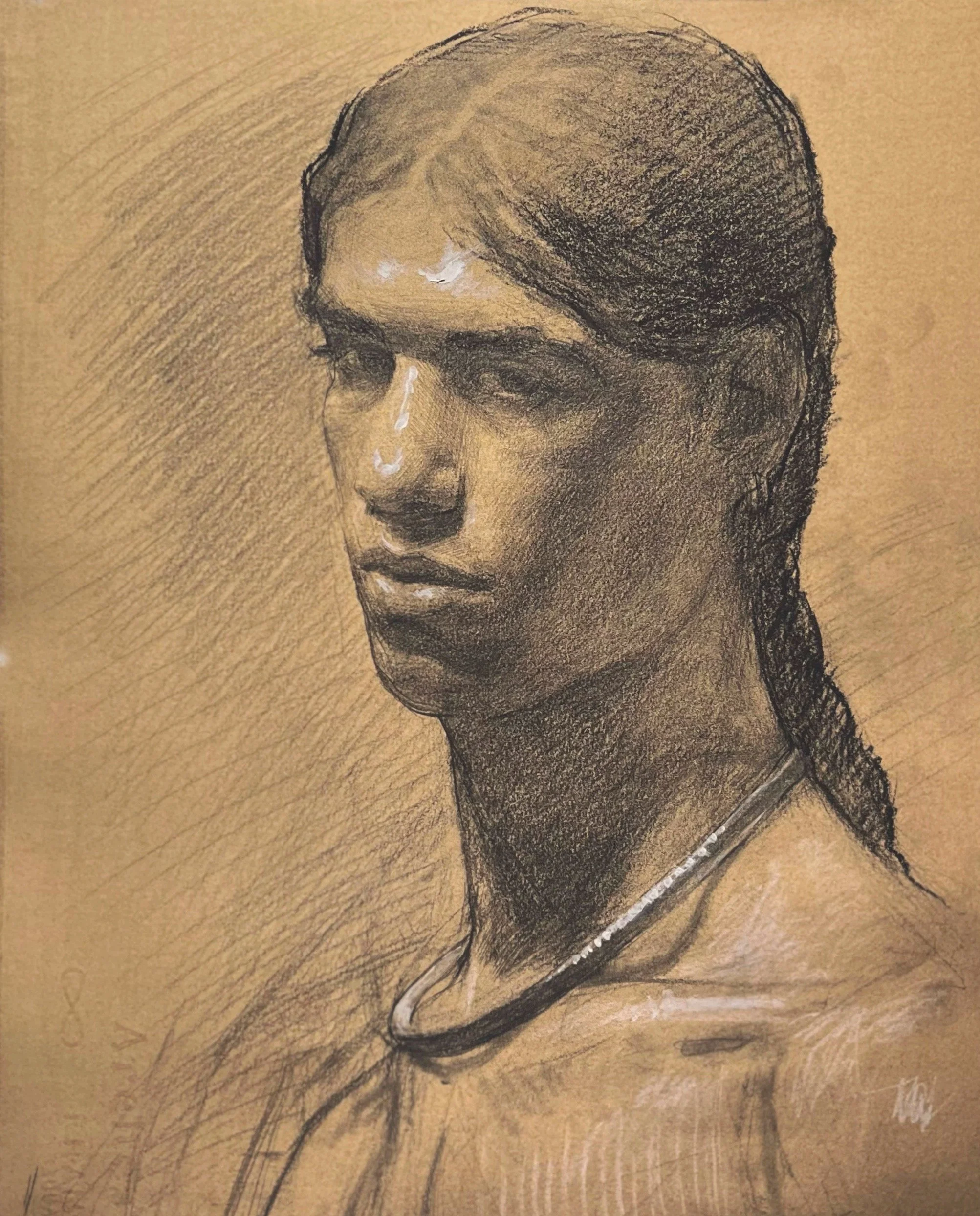   Jordan,  graphite and white chalk on toned paper 