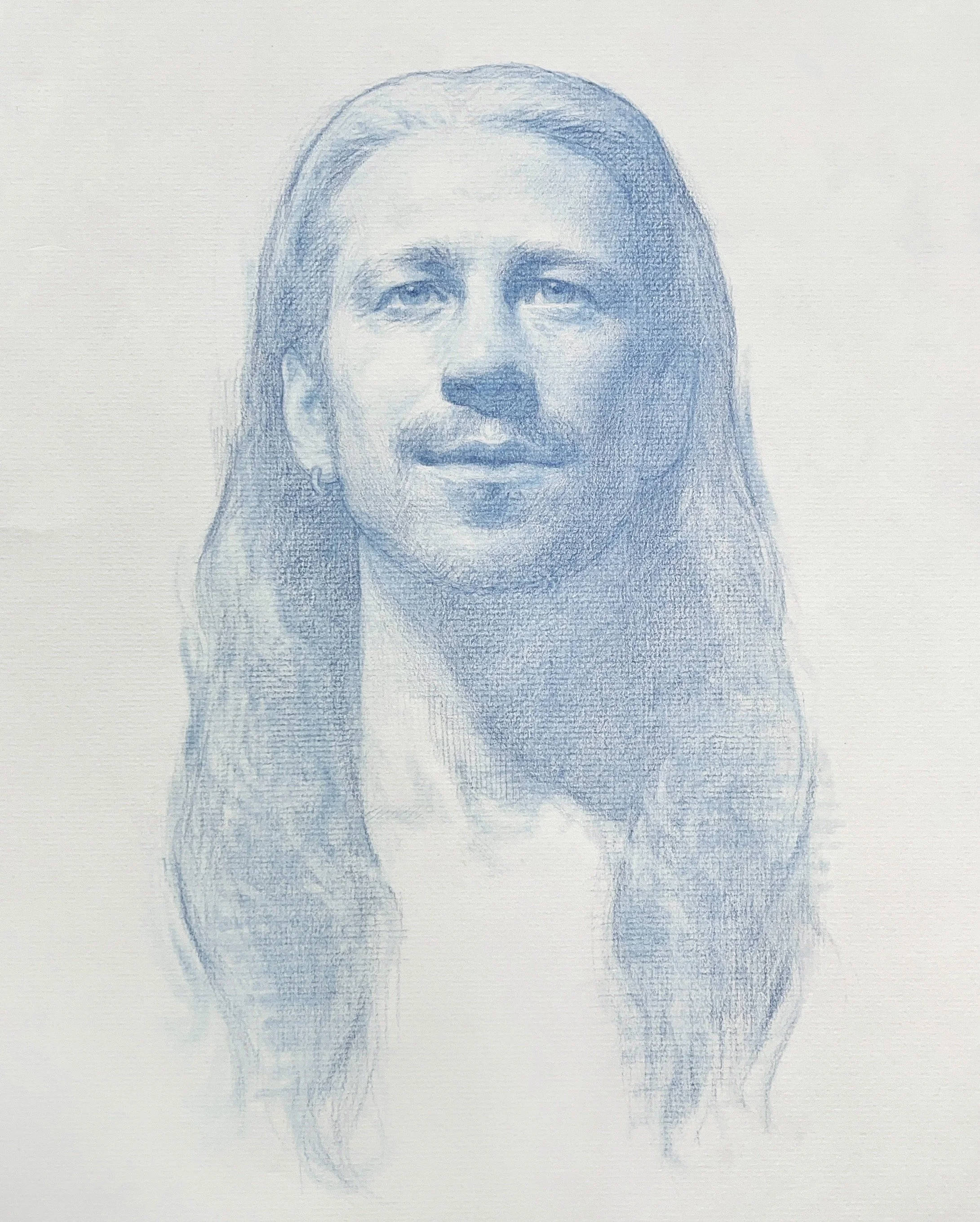   Angus en bleu,  colored pencil on paper 