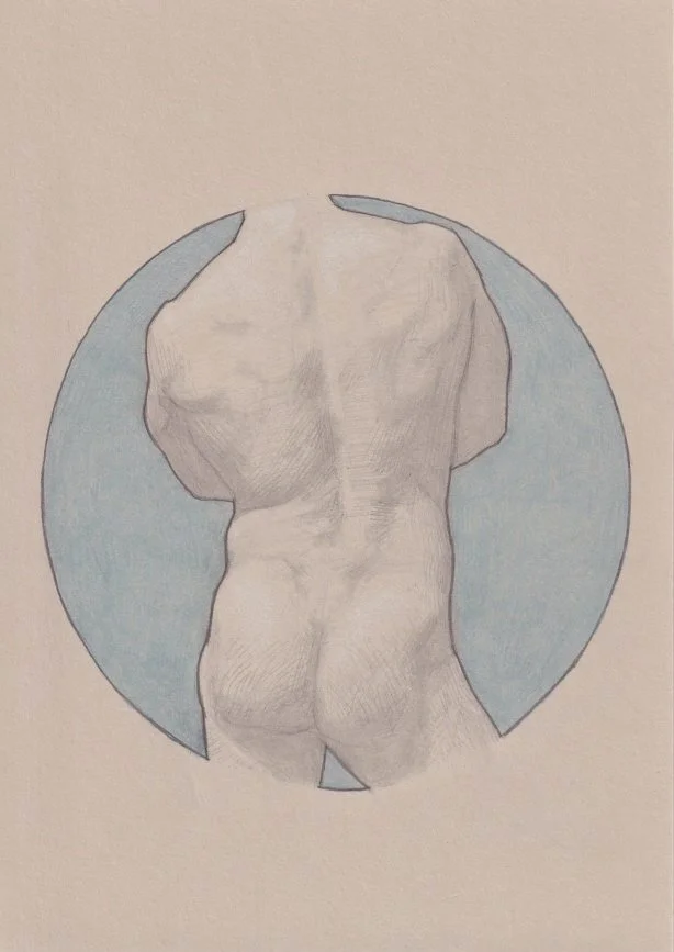   Armando’s back,  graphite and colored pencil on paper 