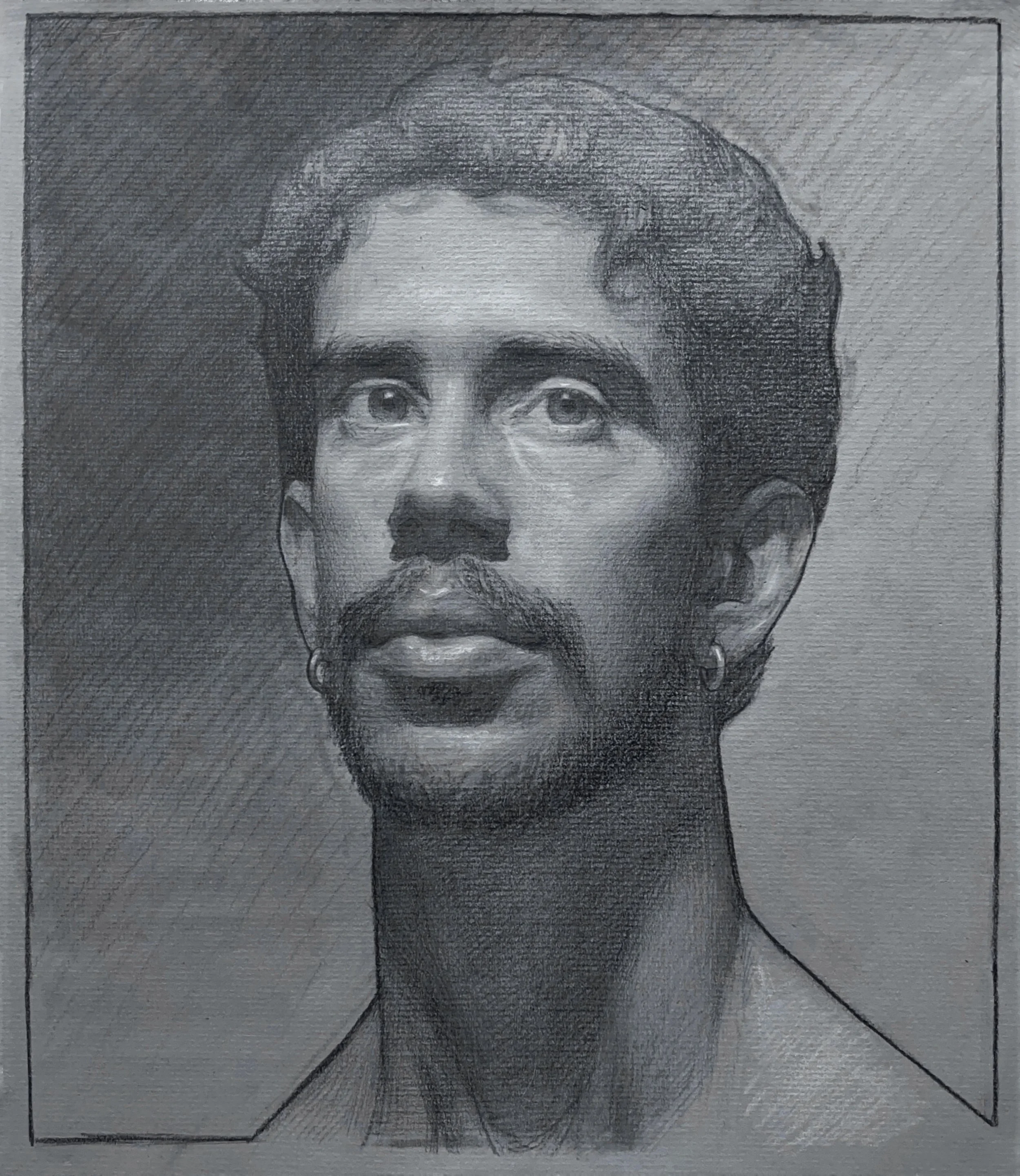   Sebastien,  graphite and white chalk on toned paper 