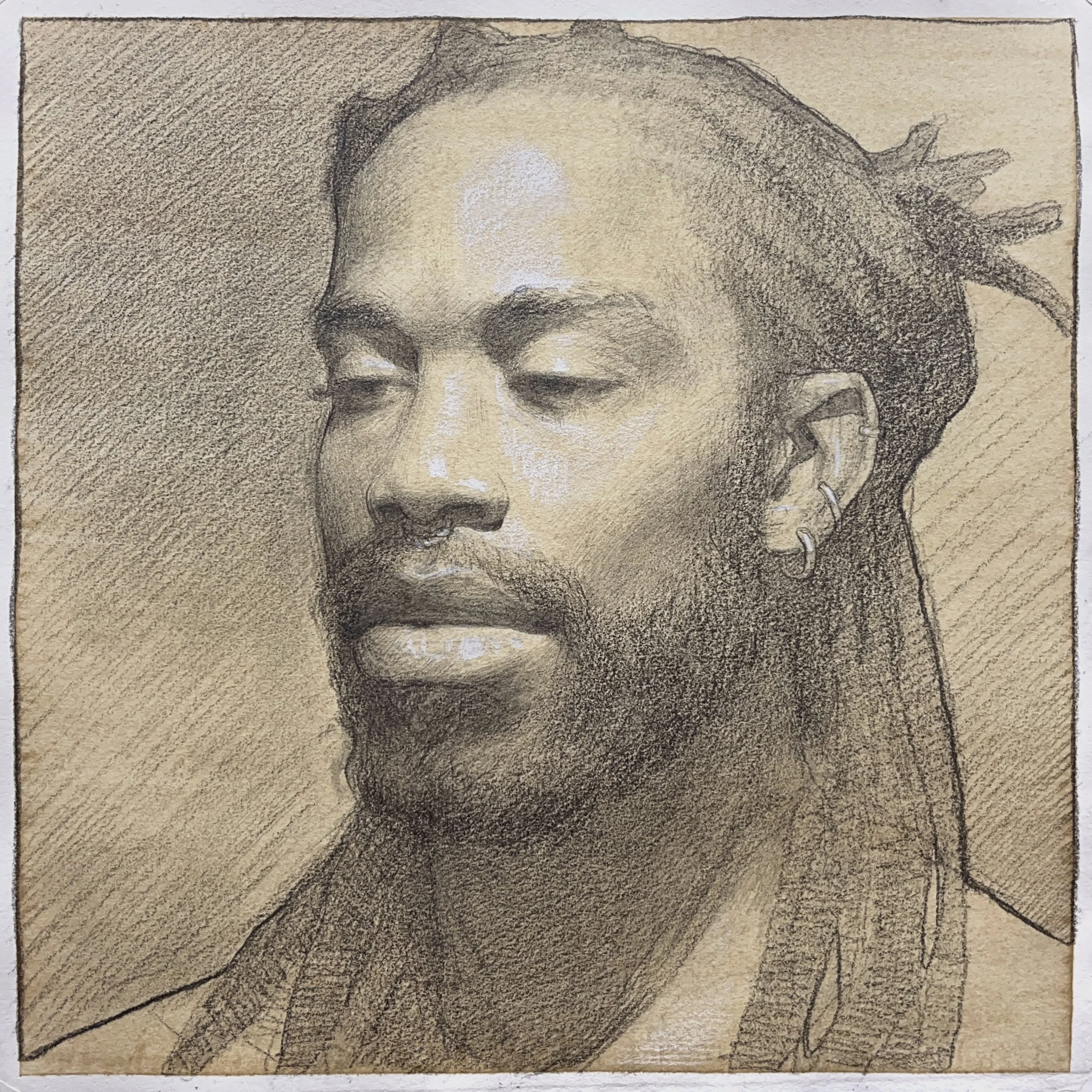   Rashidi,  graphite and white chalk on toned paper 
