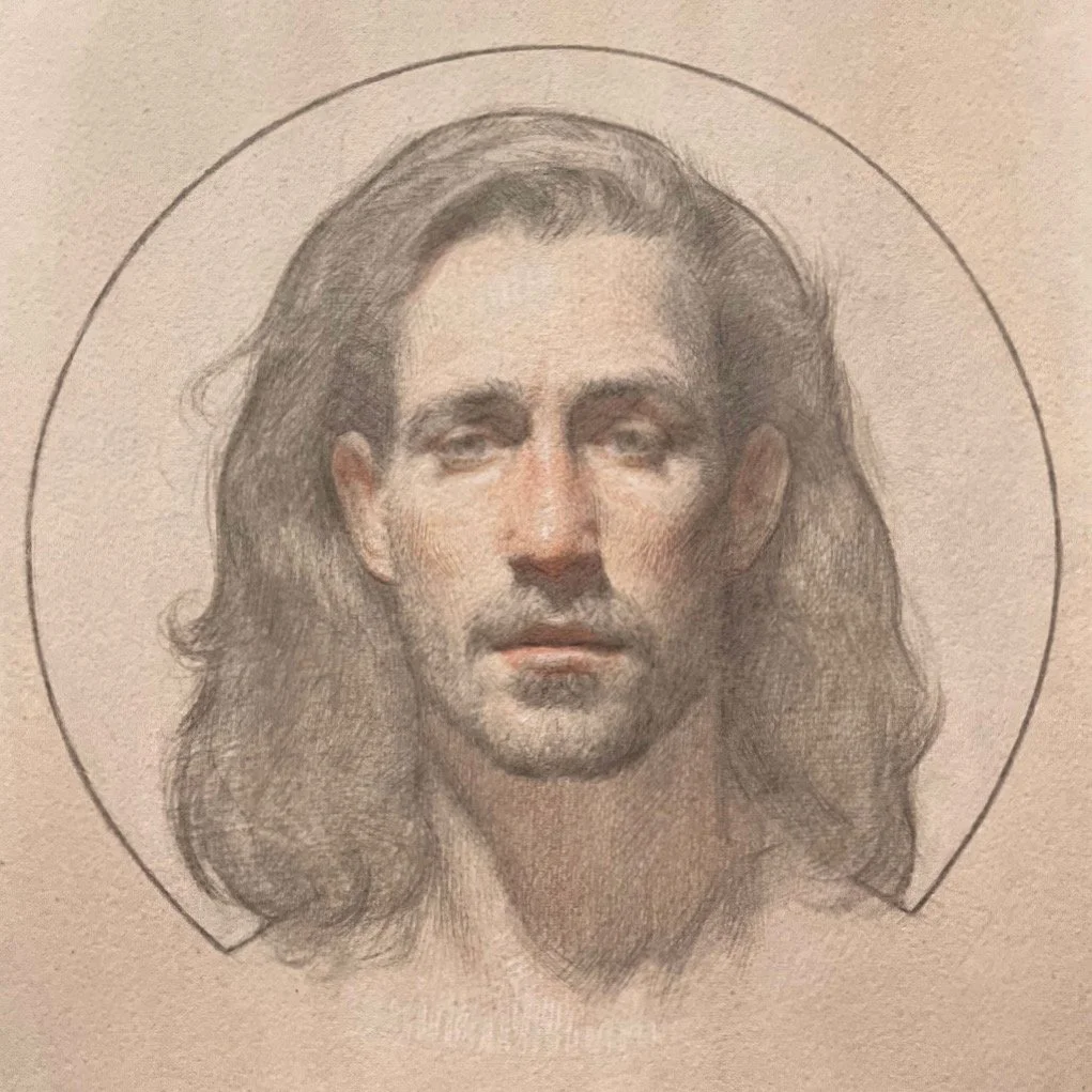   Edward en trois couleurs,  graphite, red pencil, and white chalk on toned paper 