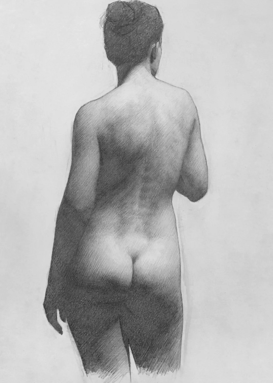   Emeline’s back,  graphite on paper 