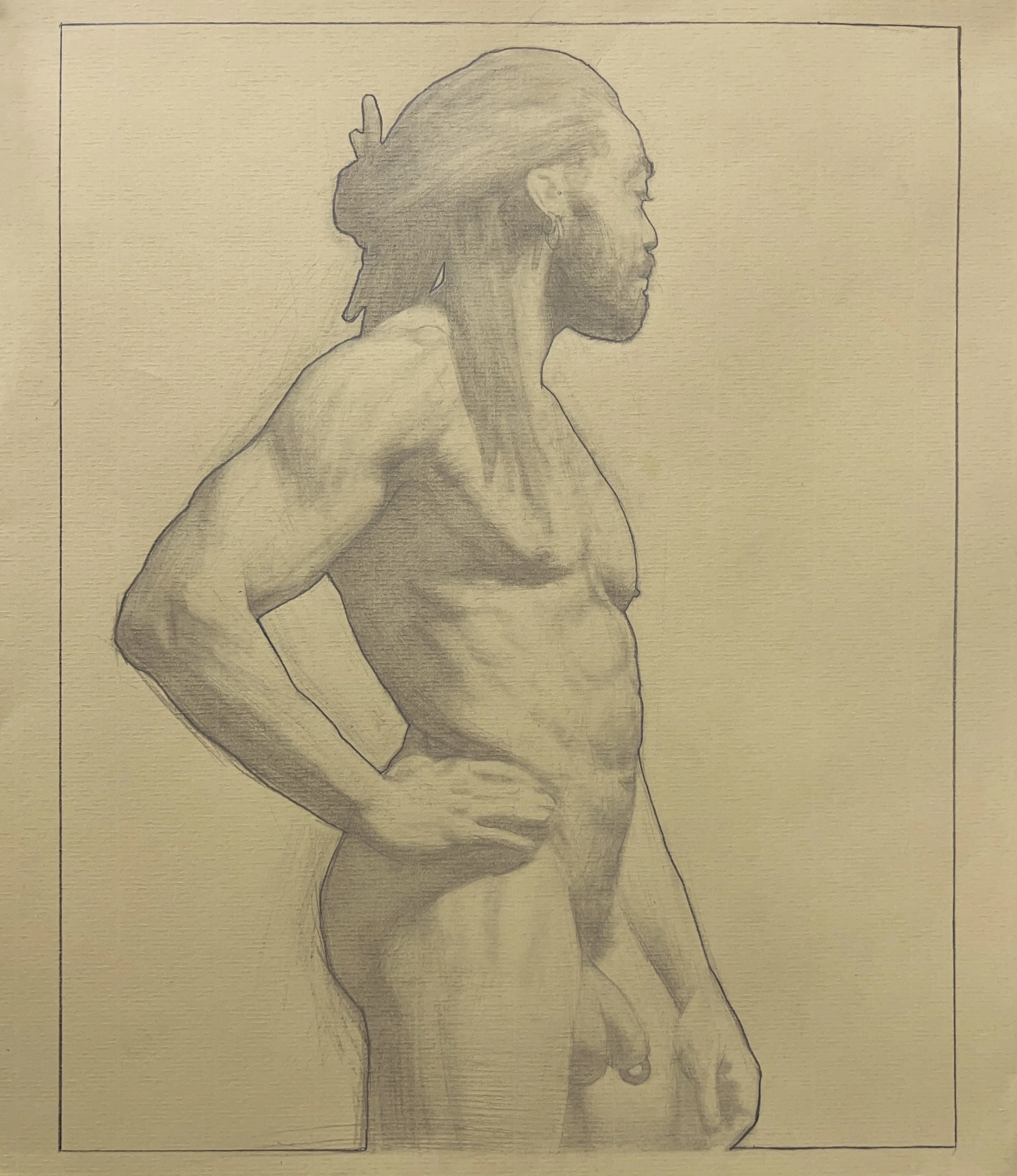   Rashidi debout,  graphite on toned paper 