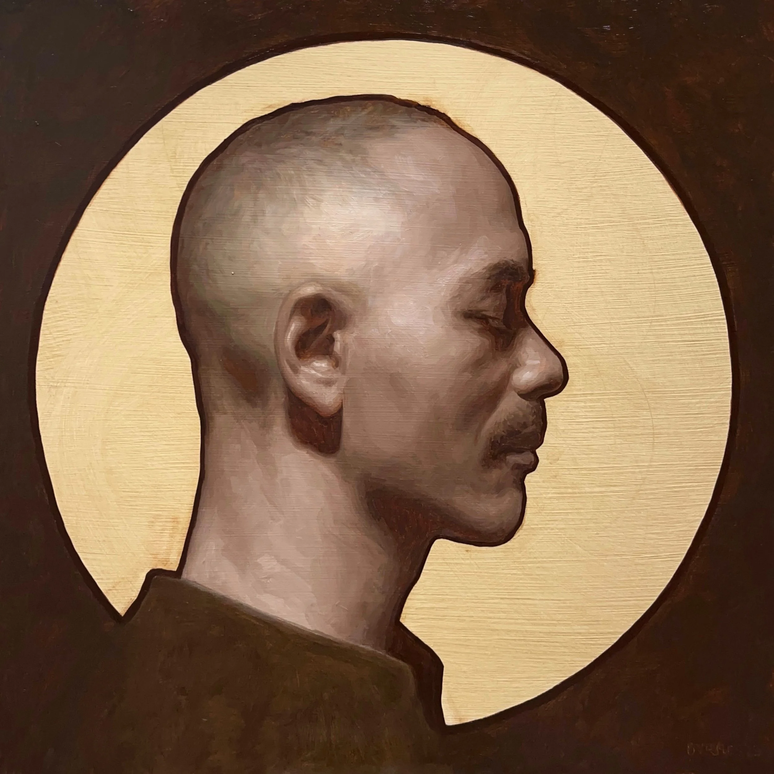   Cousins Imaginés n.2 (Ronan-John en grisaille),  oil on panel 