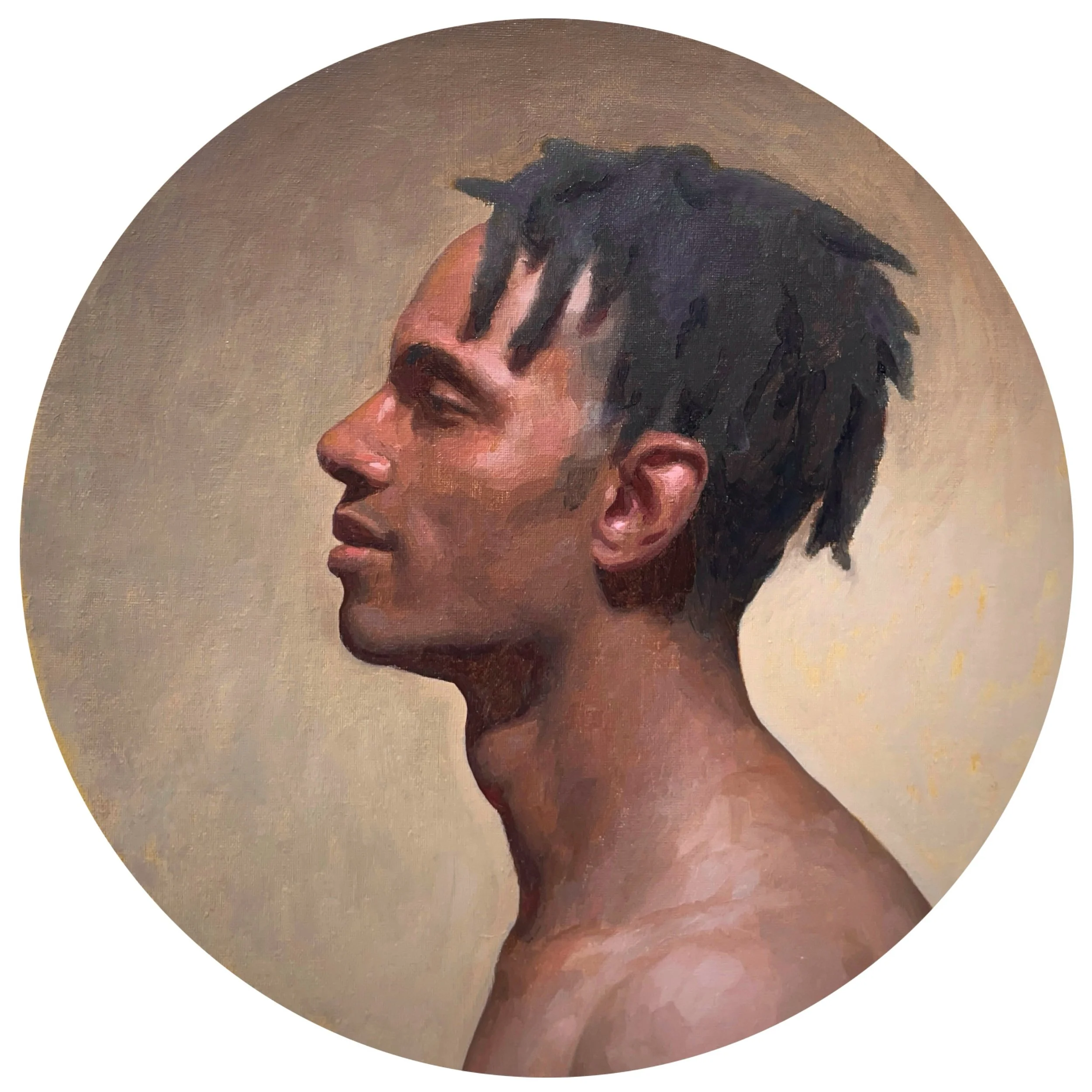   Freddy in profile II,  oil on board 