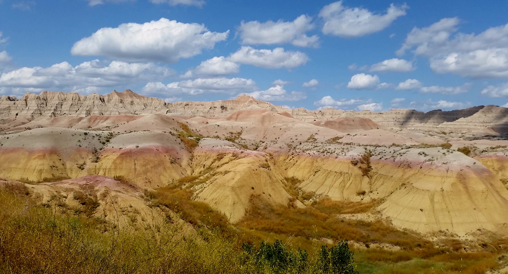 Another section of the Badlands with amazing colors in the dirt. &nbsp;Over 75 million years ago, it was all under water and there were giant sea creatures living here.