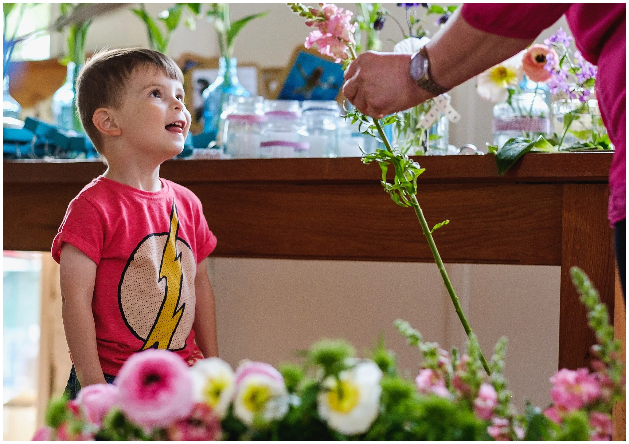 page boy helps with flowers