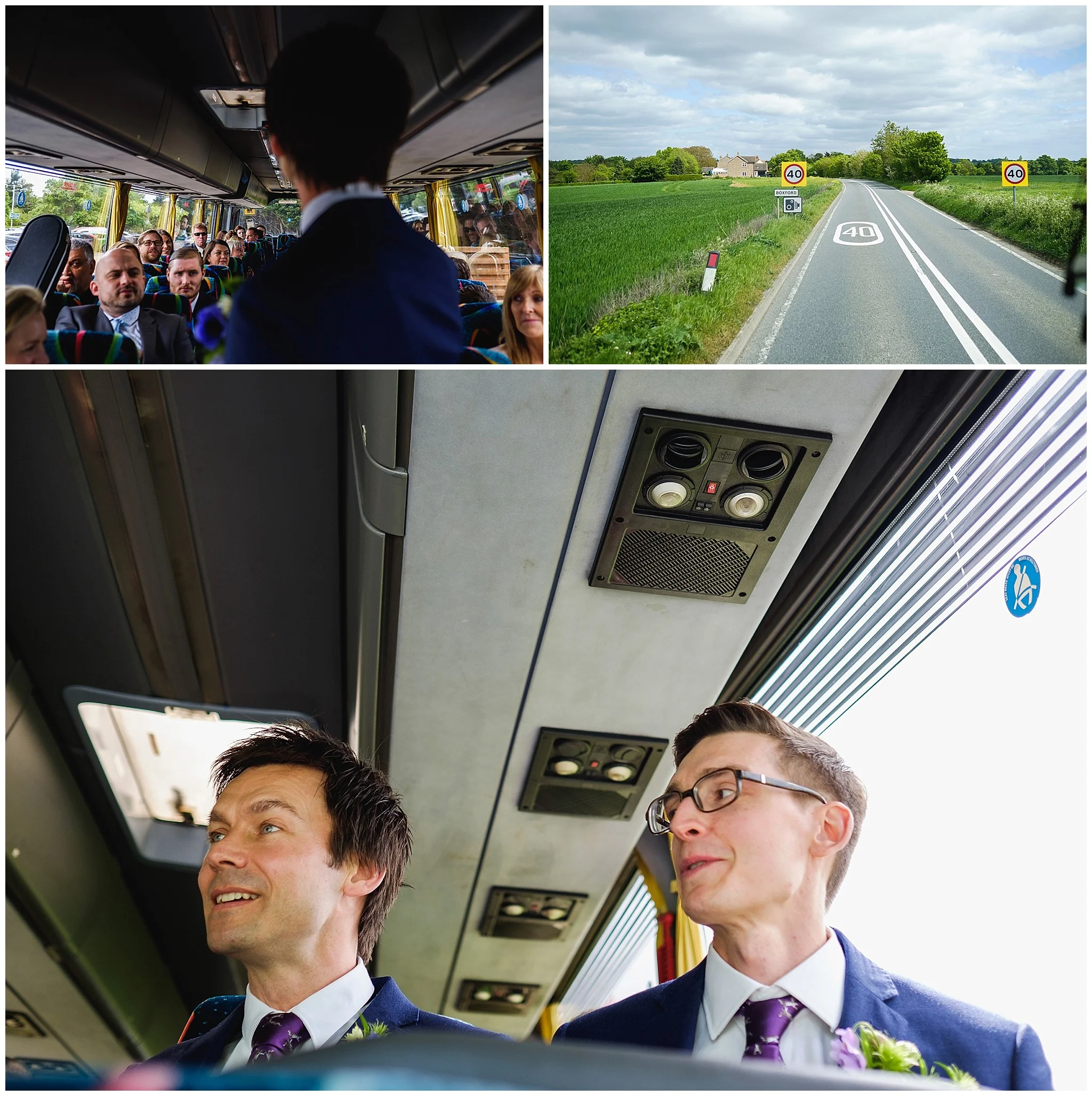Wedding party on coach