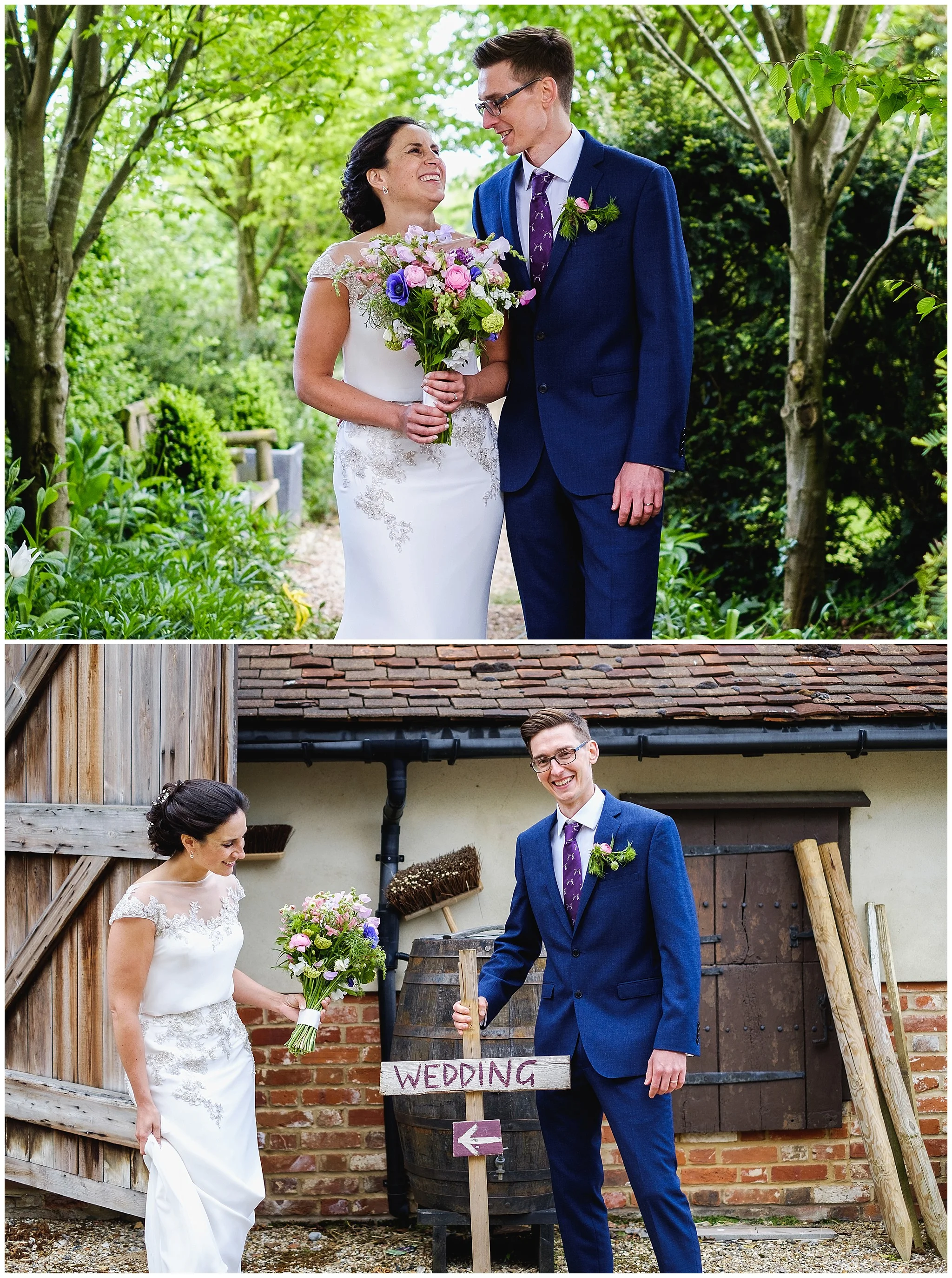 Wedding couple having fun in Suffolk