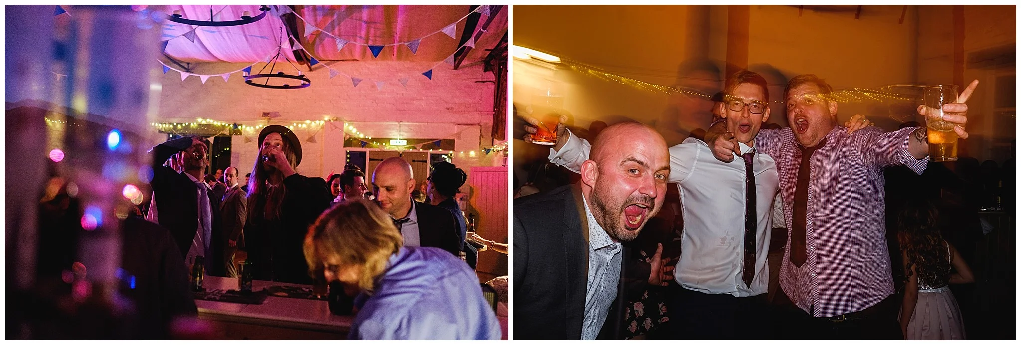 Wedding guests drunken dancing