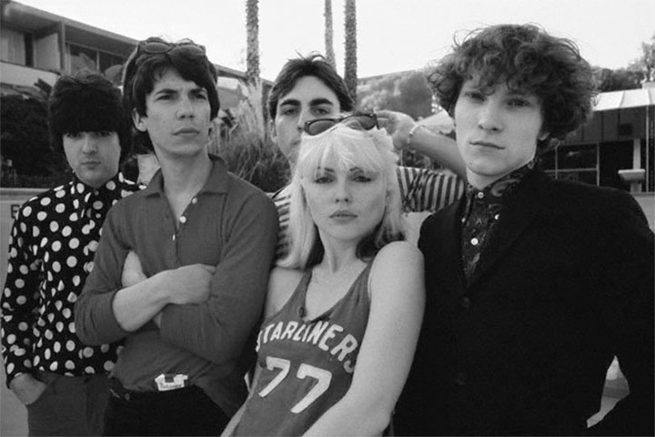 Blondie . Left–to-right: Clem Burke, Jimmy Destri, Chris Stein, Debbie Harry, and Gary Lachman (a.k.a. Gary Valentine).