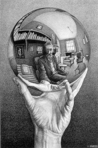 M. C. Escher, Self Portrait in Spherical Mirror , 1935.