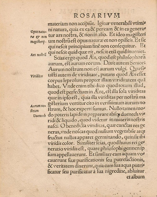 Rosarium Philosophorum, Frankfurt am Main, 1550. " Aurum nostrum non est aurum vulgi".