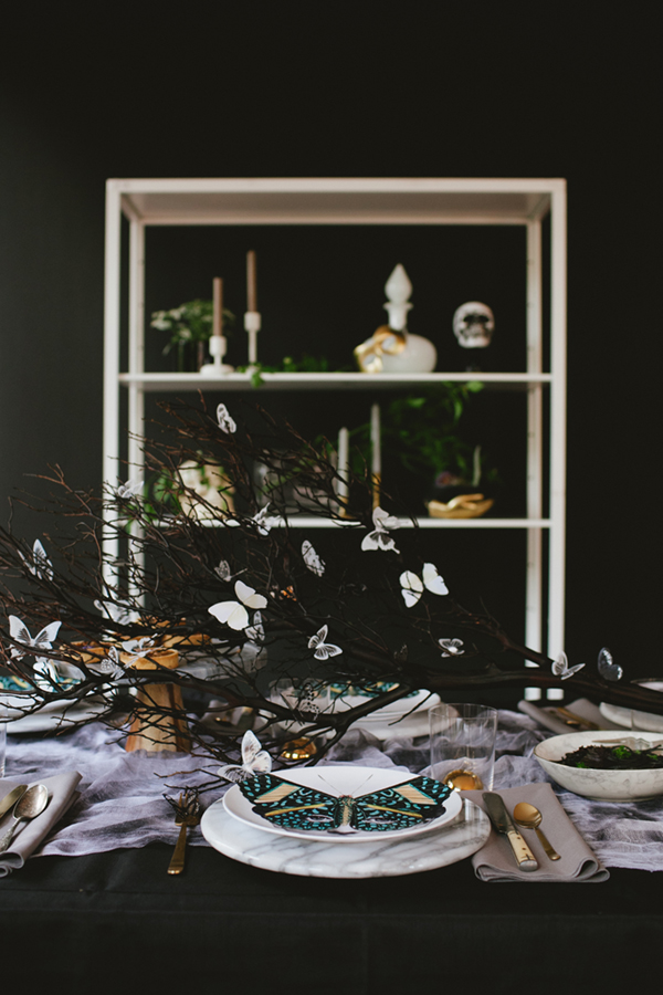 Butterfly inspired table set up by Coco Kelley