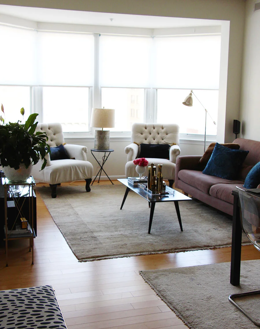 Bay window situation before curtains and paint