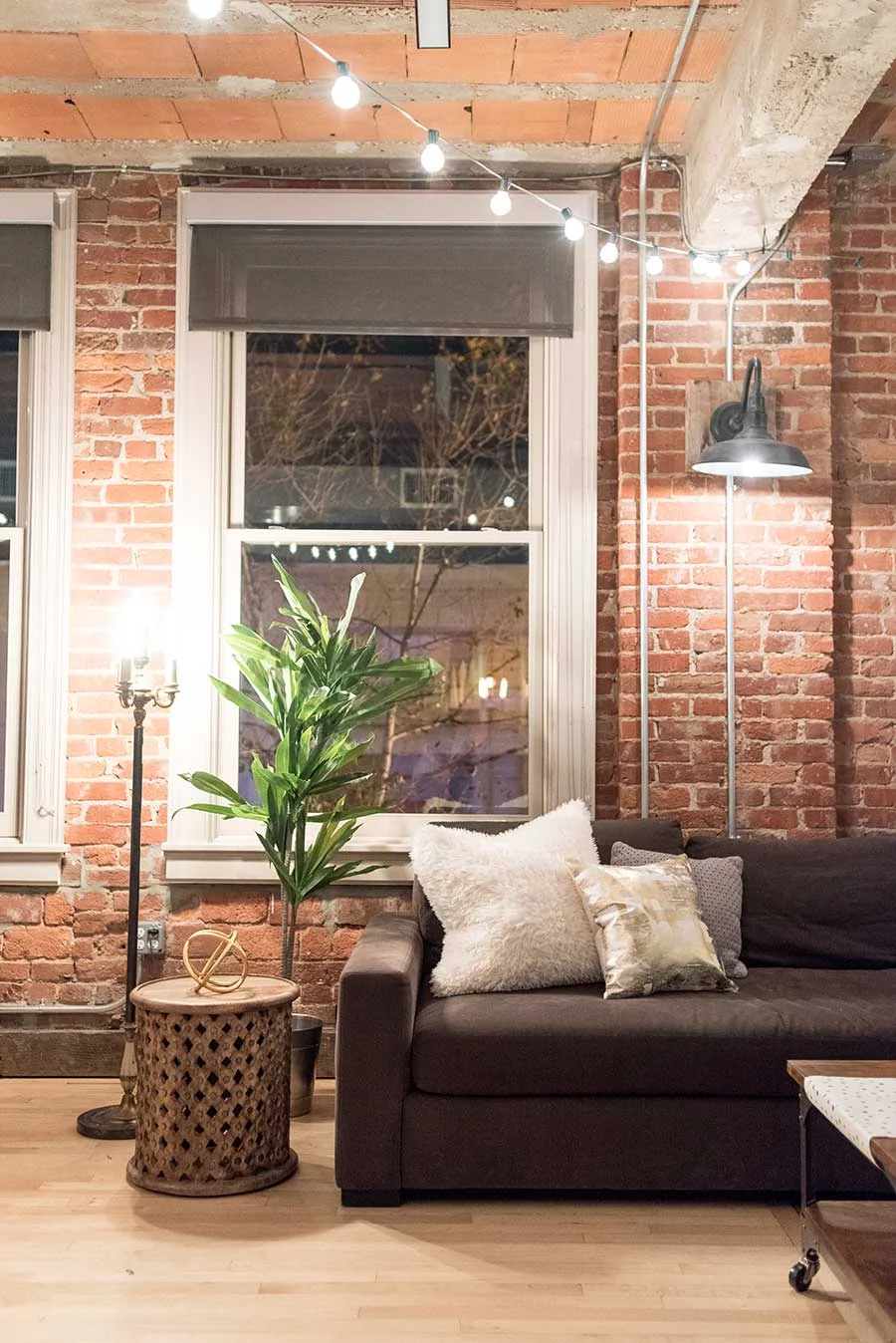 Sheep skin and metallic pillows are from westelm