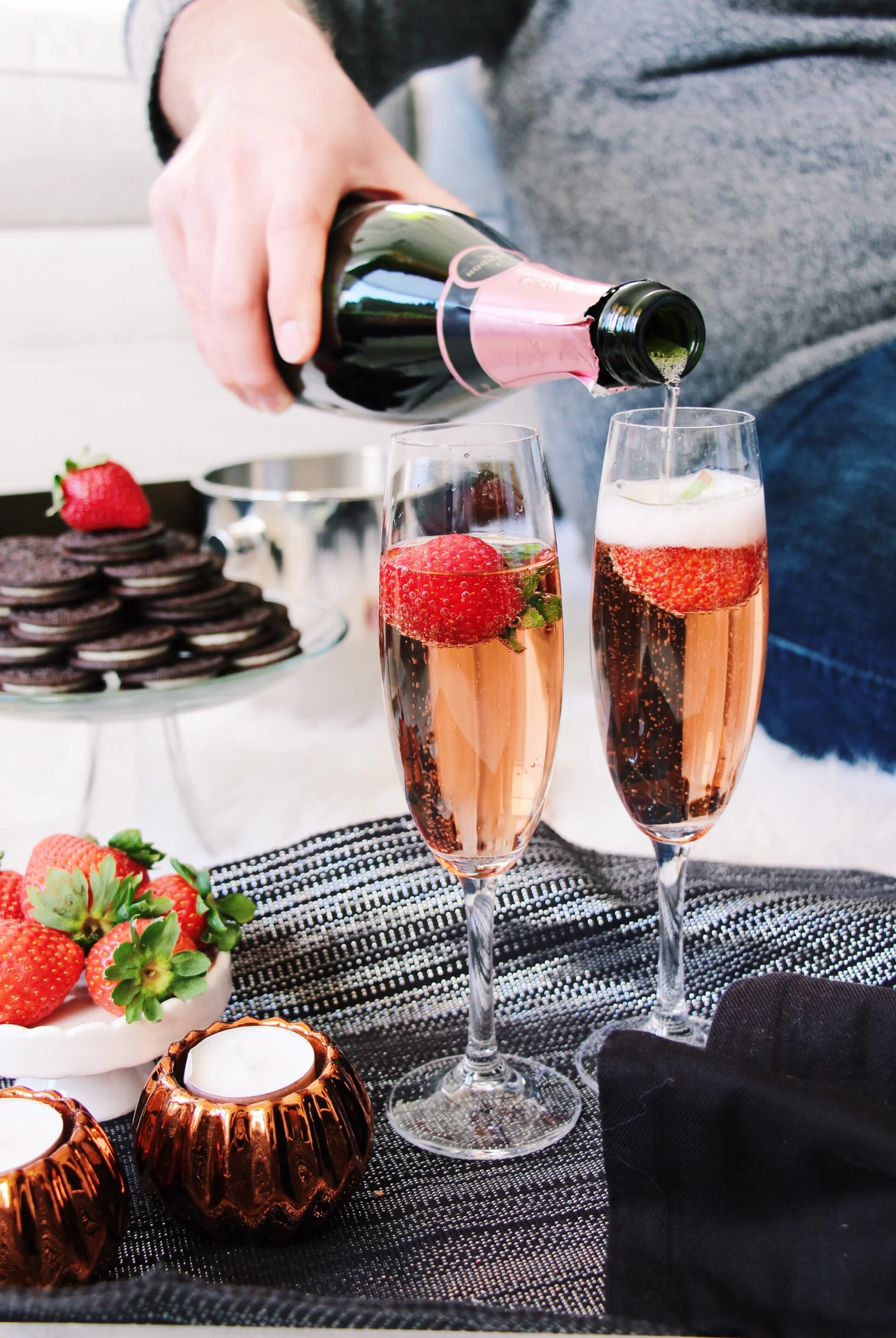 TIP 3 --> Place strawberries in your champagne flutes! It makes toasting extra special. 