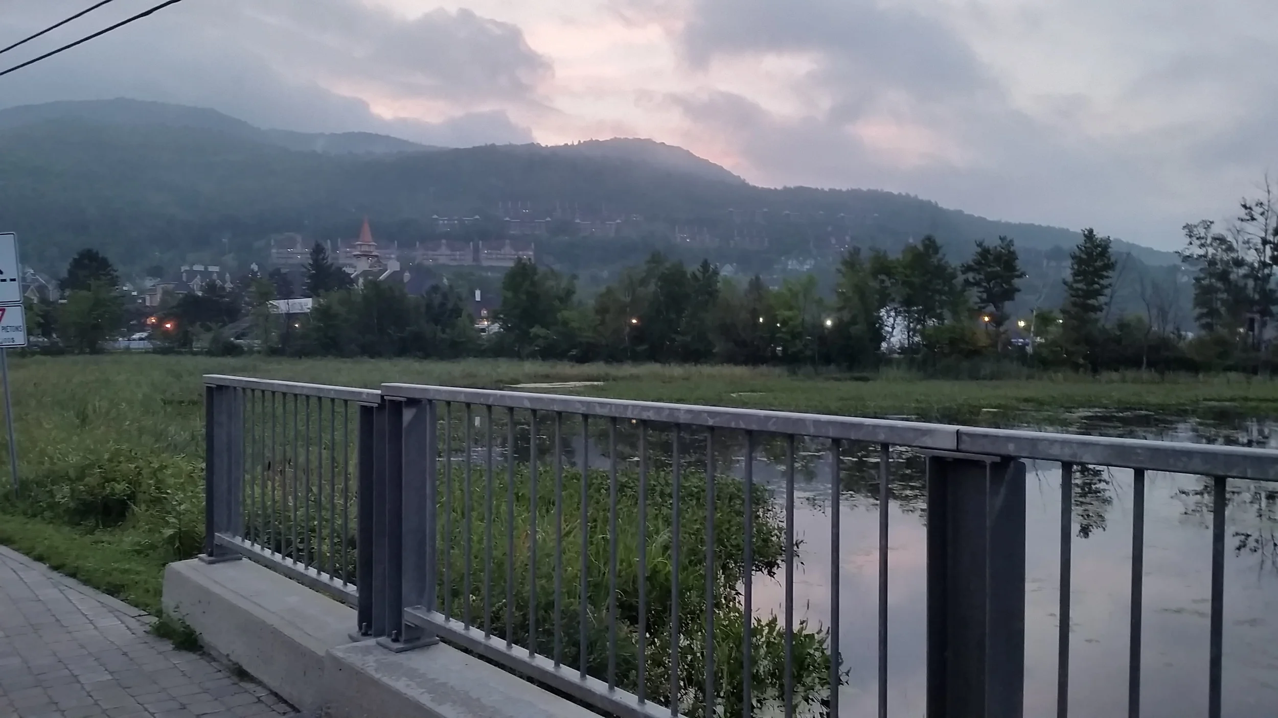 Looking back at Mont-Tremblant as we walked over to the swim start.