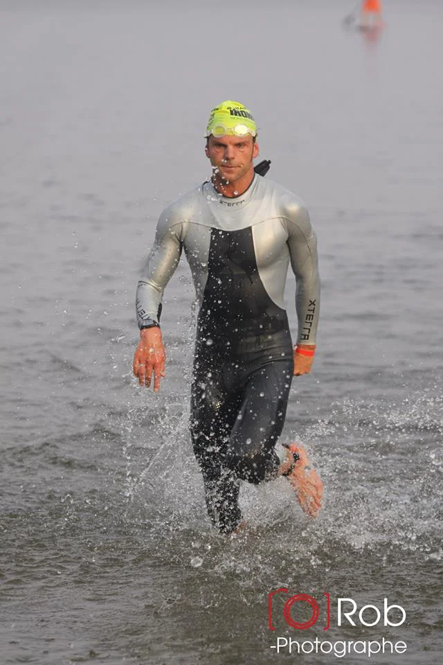 I exited the water in 5th place in 51:39. Photo Credit: Robert Mahaits.