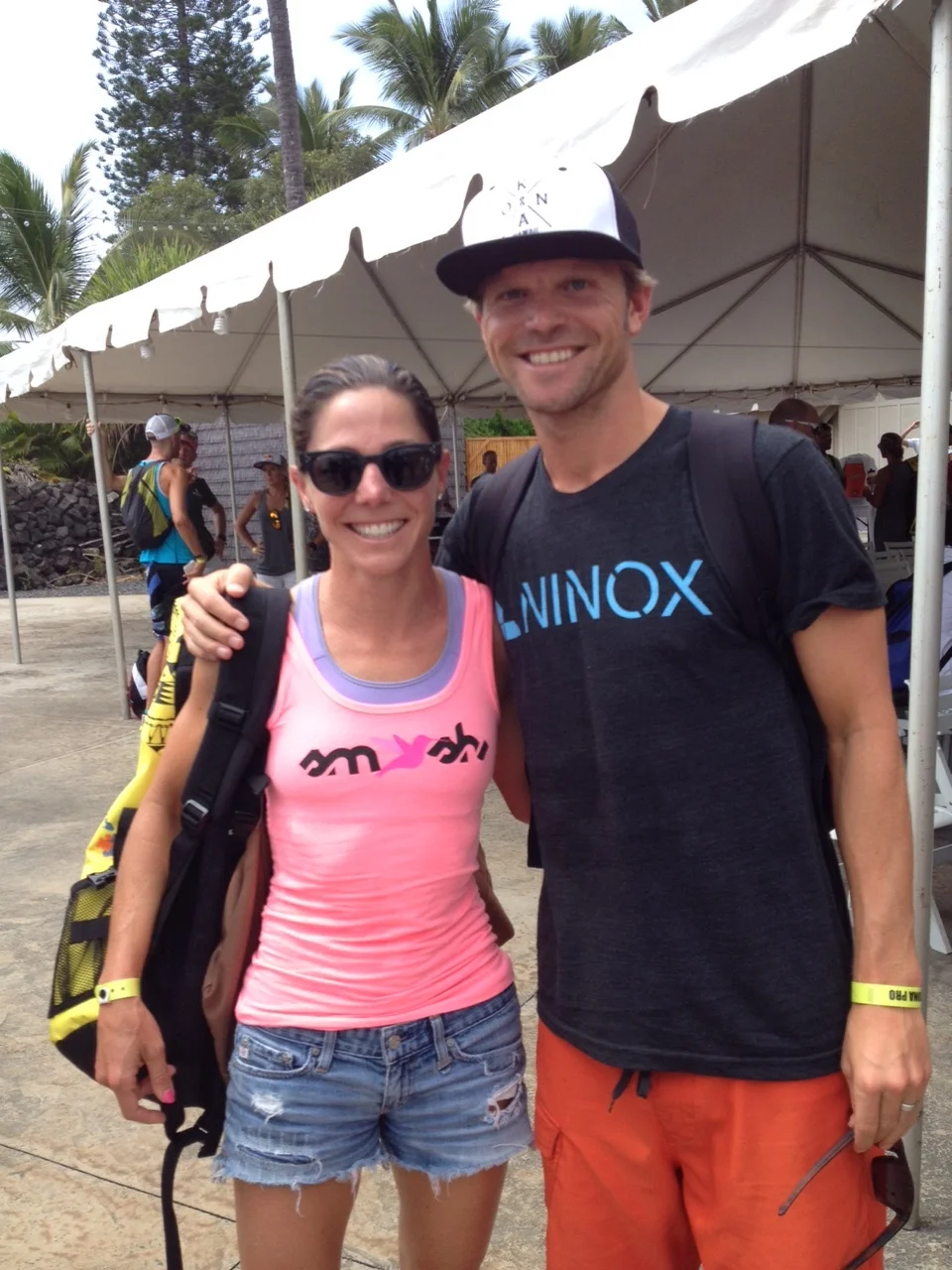 I met Laurel Wassner back in 2011 while training in Tucson with Cliff. This year she and I were the final professionals to qualify for Kona on either side. Photo was snapped after the pro meeting on Thursday.
