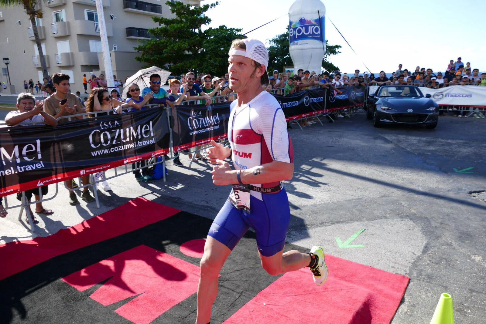 Finally making it to the finish chute after having to run right past it when starting laps two and three.