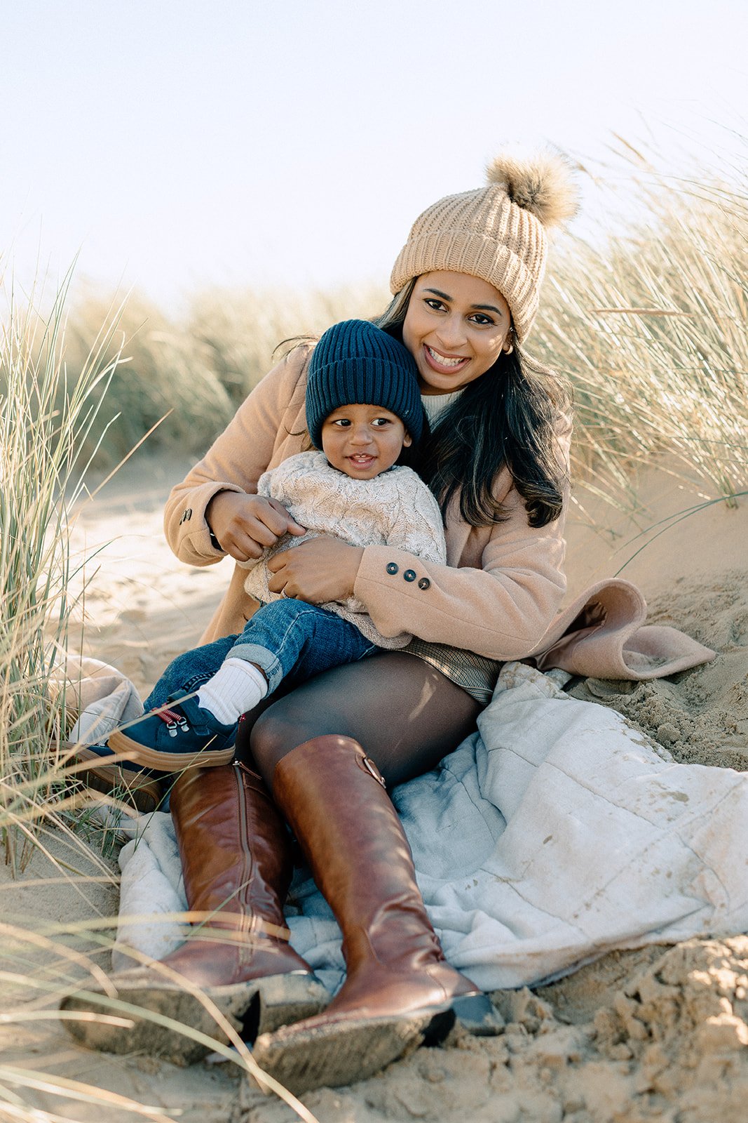  family photography or mother and baby at Camber Sands, Rye East Sussex 
