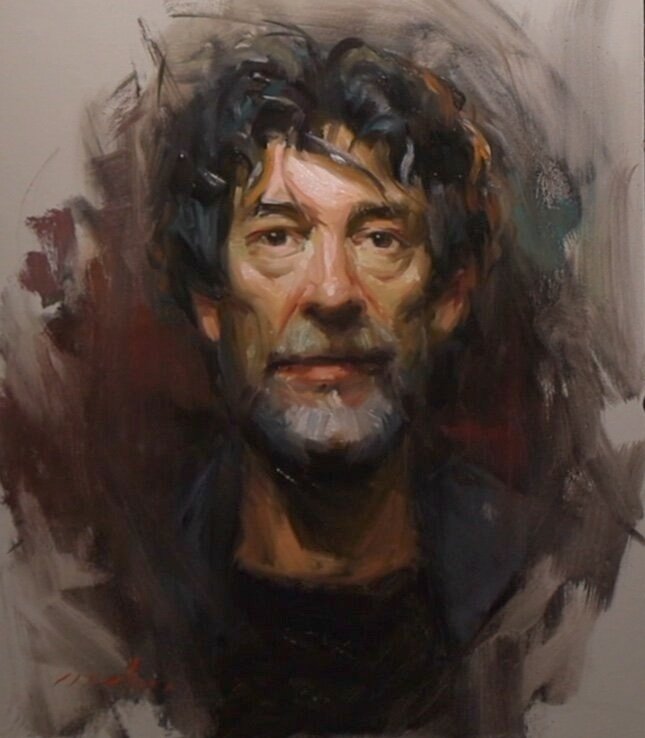  Neil Gaiman  Oil on Panel, 14"x11" 