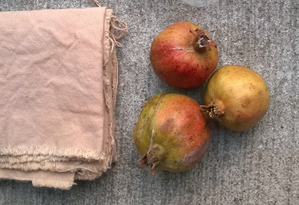 Cotton cloth dyed with pomegranate