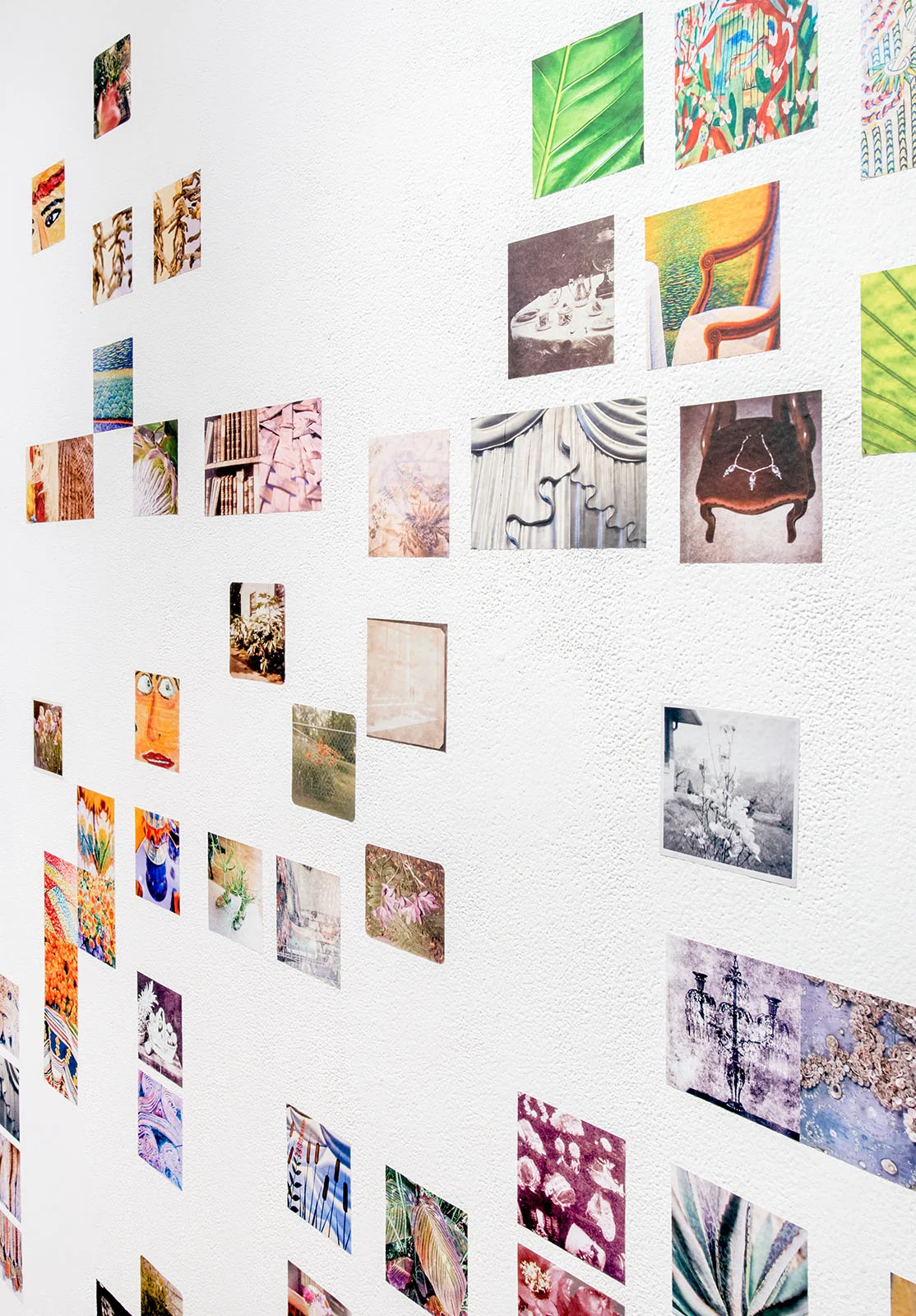   Collecting Within , 2016  cut-up inkjet prints, paracord, mason line, wooden dowels, miniature clothespins, party lights  dimensions variable   MoCP at 40 , Museum of Contemporary Photography, Chicago, IL 