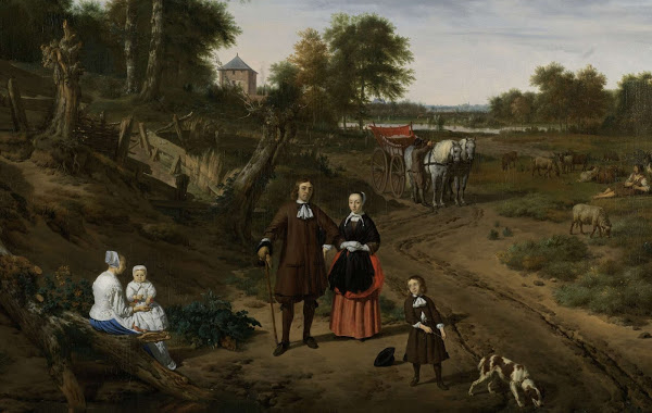 Adriaen van de Velde, Portrait of a Couple with Two Children and a Nurse in a Landscape, 1667.