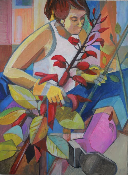 ANGELA BRITTAIN, Sitting amongst the flowers