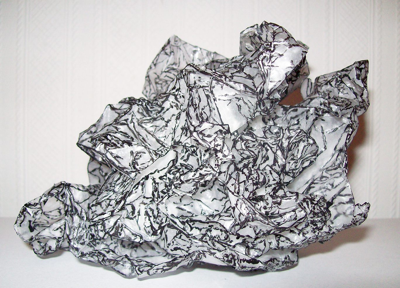£220. Tissue Paper, Paraffin wax, Acrylic paint Woodworm Trace by Chris Horner