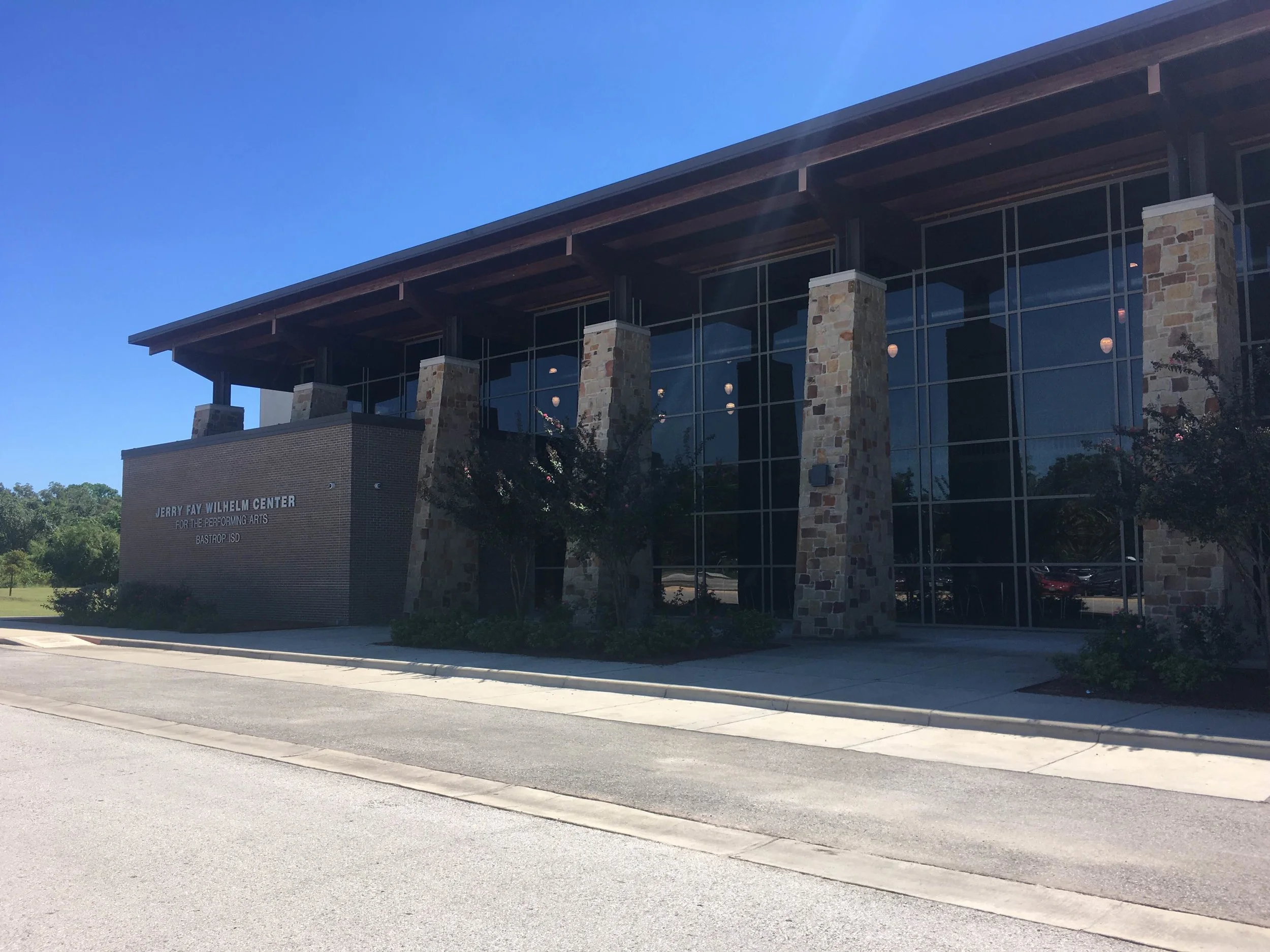 Outside of the theatre in Bastrop, TX