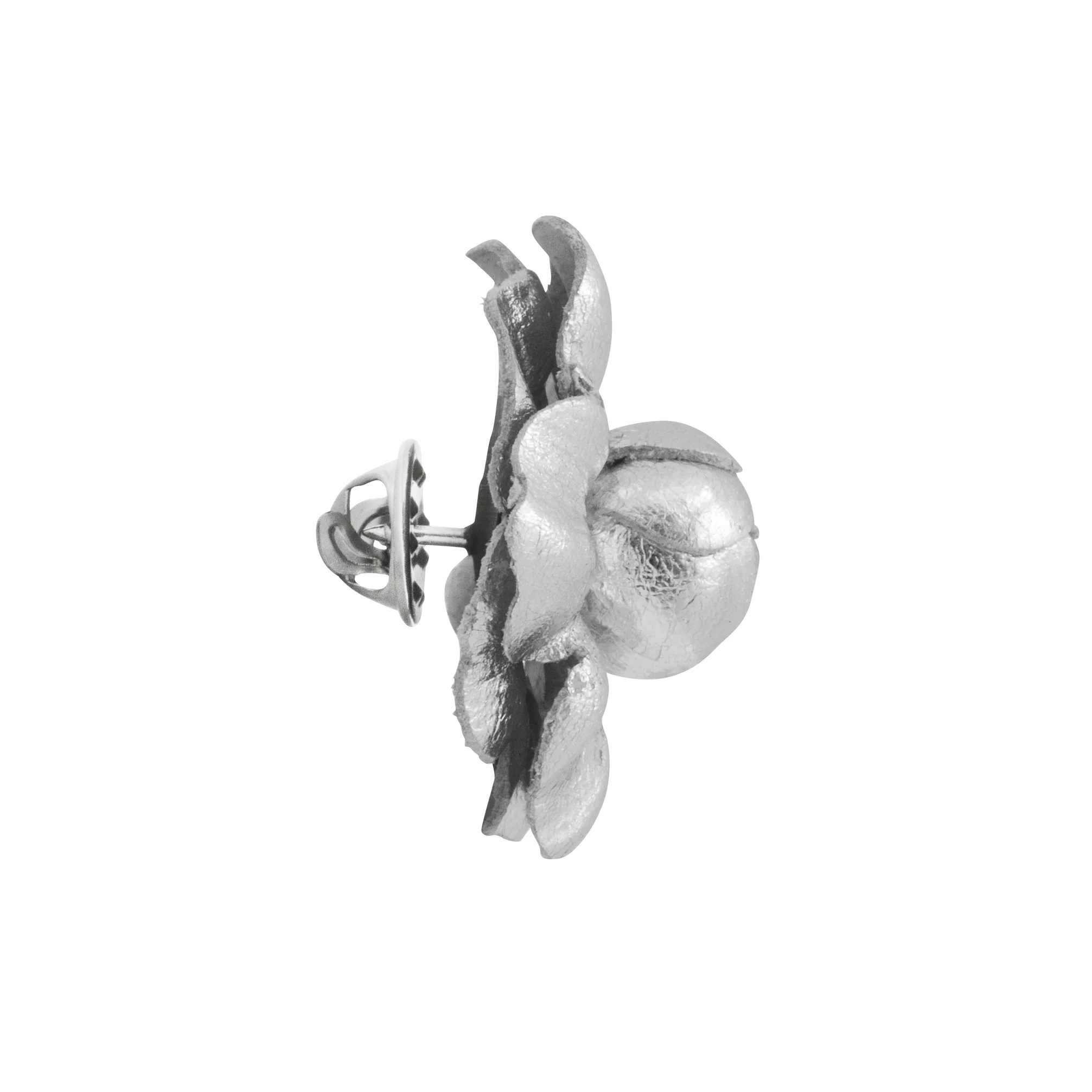 Mini Silver Leather Gardenia profile - Fleur'd Pins.jpg