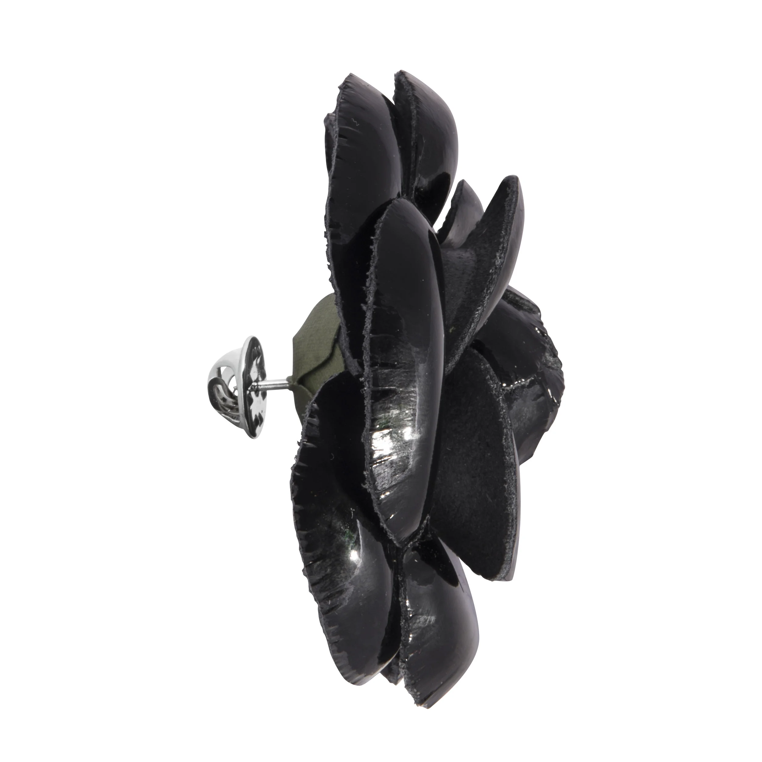 Fleur'd Pins Black Patent Leather Large Camellia - Profile.jpg