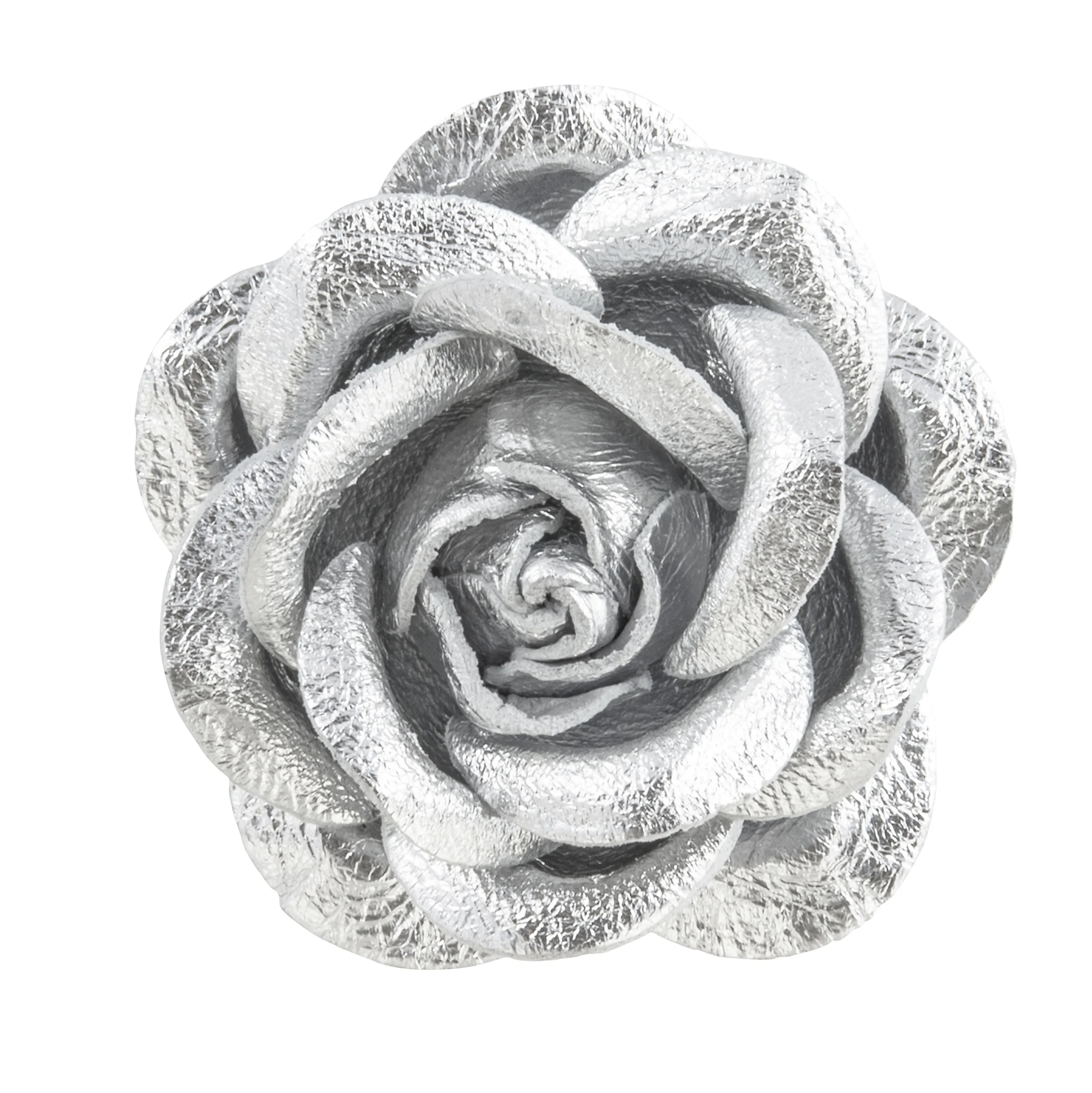 Fleur'd Pins Silver Leather Ella Rose - Front.jpg