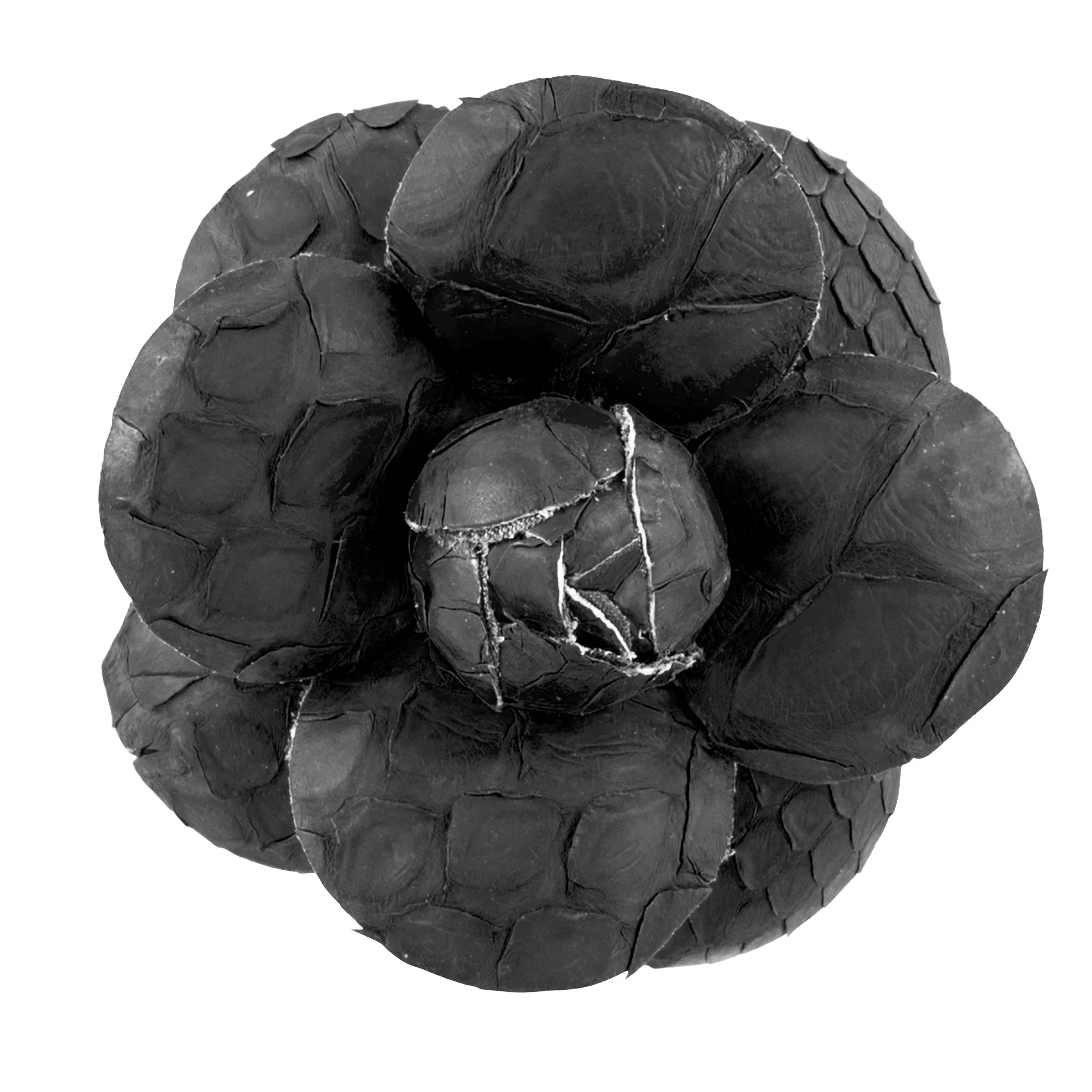 Fleur'd Pins Black Matte Python Camellia python lapel flower - photo by Andrew Werner.jpg
