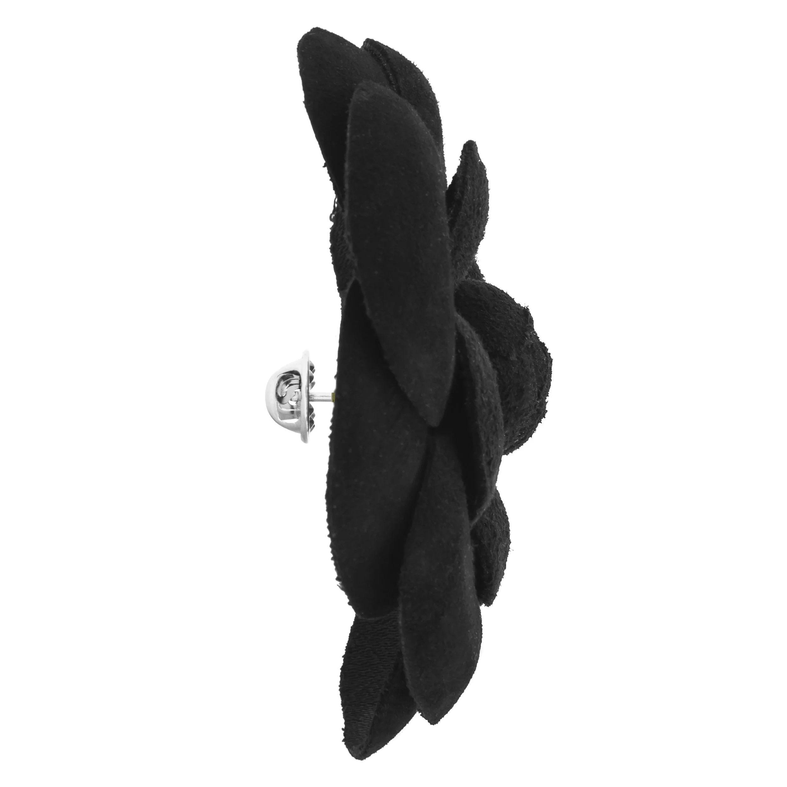 Fleur'd Pins Large Black Suede Camellia - profile.jpg