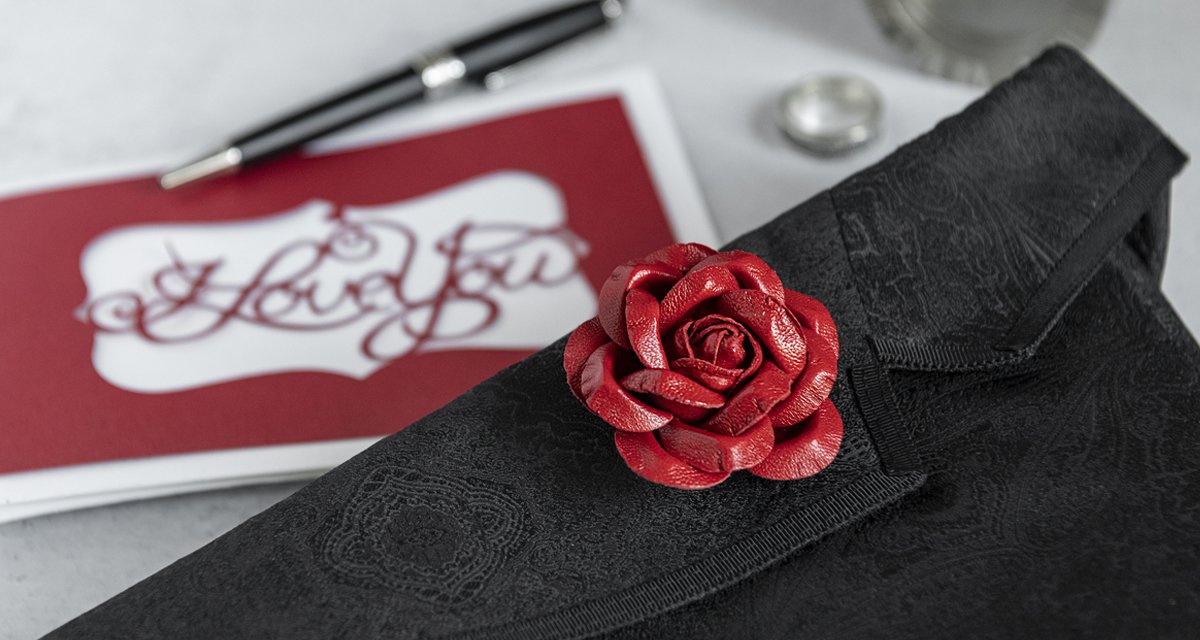 Fleur'd Pins Valentine's Day lapel flower rosette boutonniere leather floral pin - photo by Andrew Werner.jpg