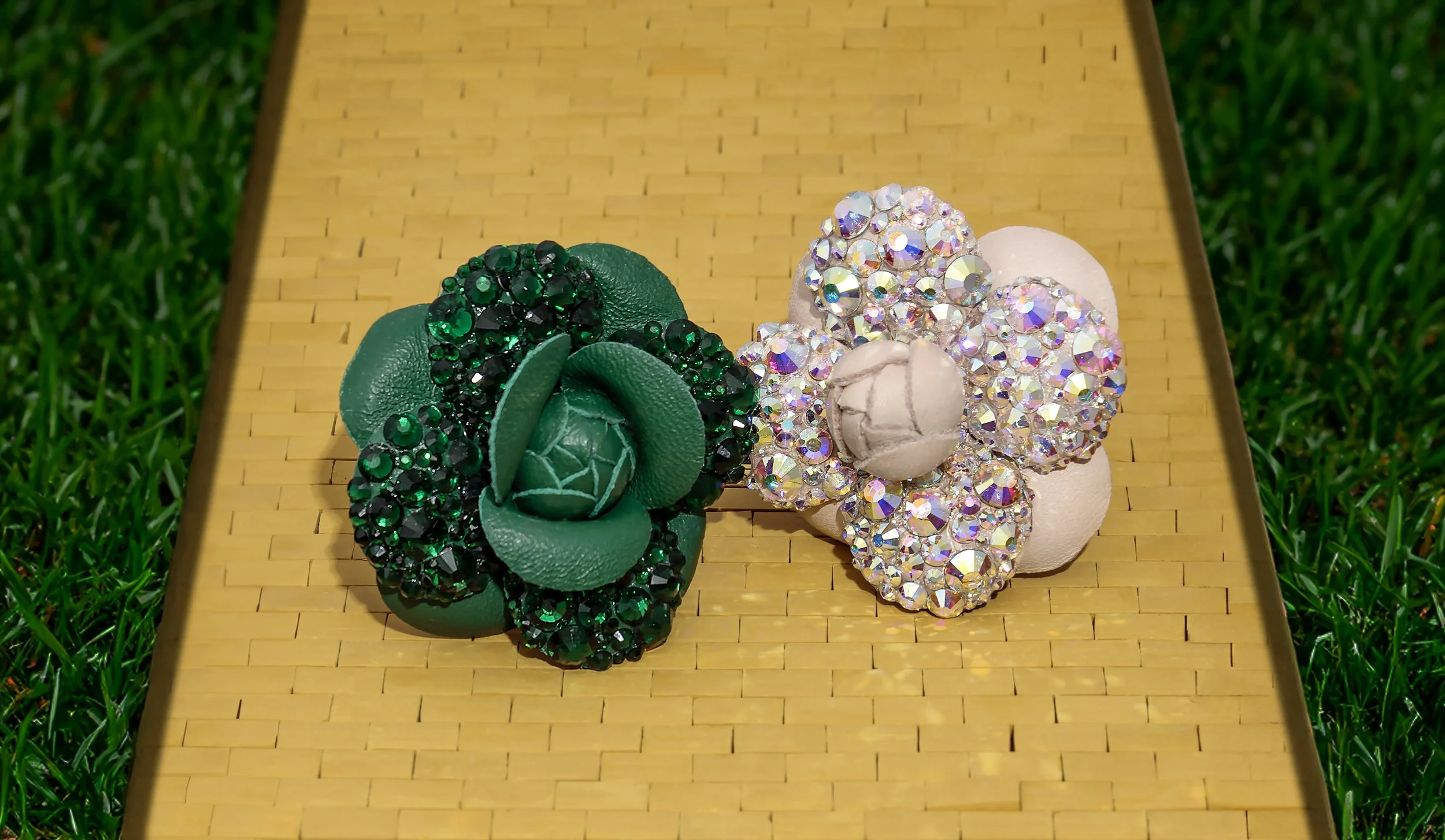 Fleur'd Pins Wicked inspired lapel flower Elphaba and Glinda brooch flowers OZ yellow brick road - photo by Andrew Werner.jpg