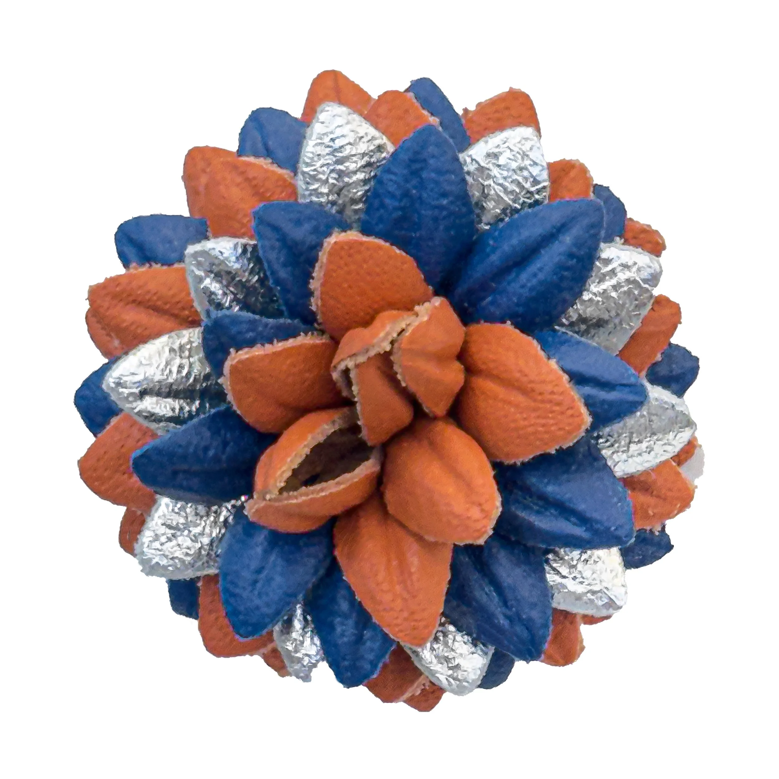 Fleur'd Pins NY Dynasty Leather Dahlia - NY Knicks inspired lapel flower brooch.jpg